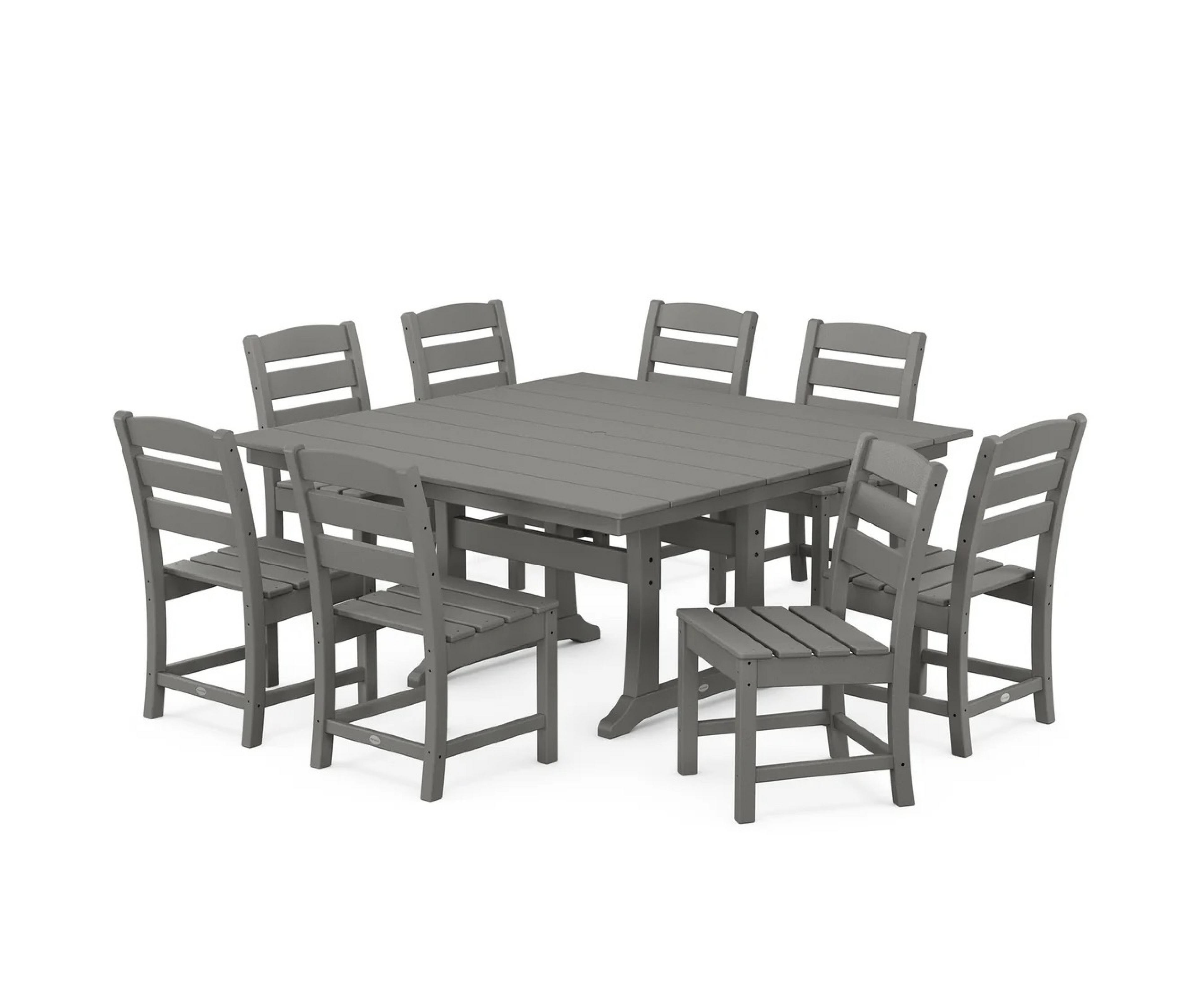 Lakeside 9-Piece Farmhouse Trestle Wooden Dining Set