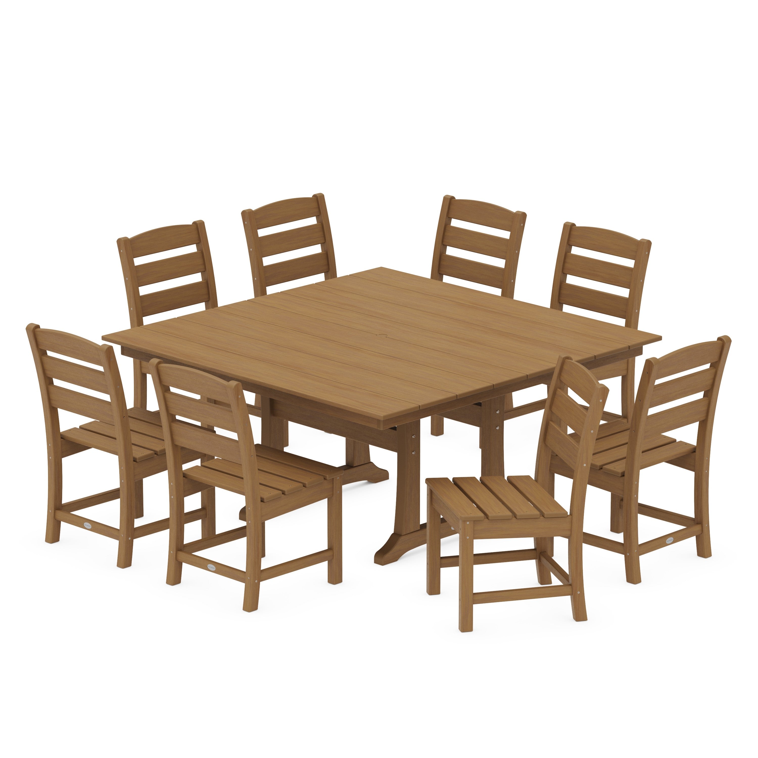 Lakeside 9-Piece Farmhouse Trestle Wooden Dining Set