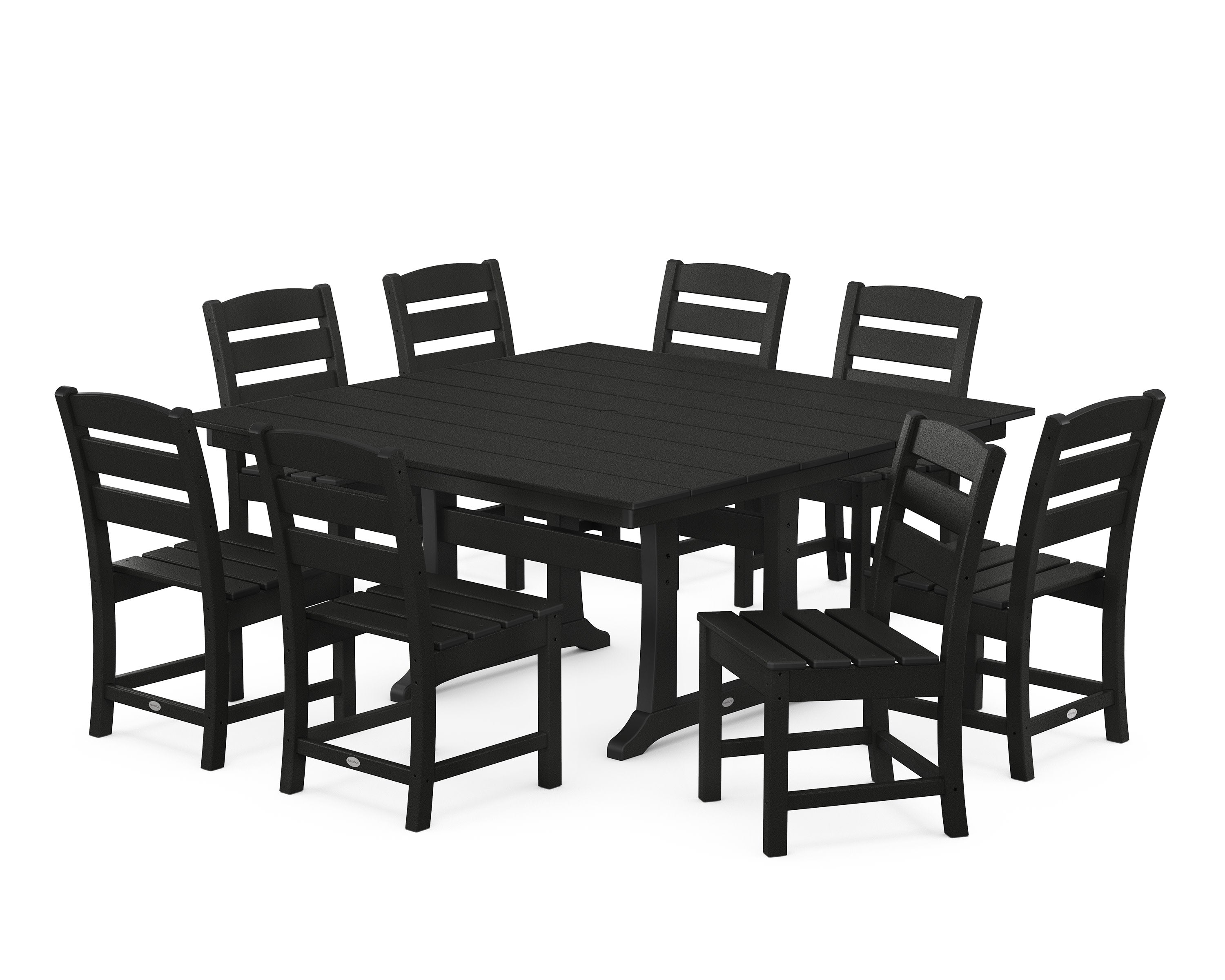 Lakeside 9-Piece Farmhouse Trestle Wooden Dining Set