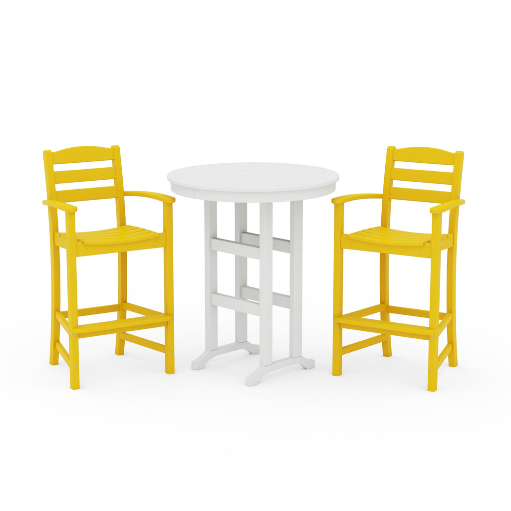 La Casa Café 3-Piece Round Farmhouse Bar Set
