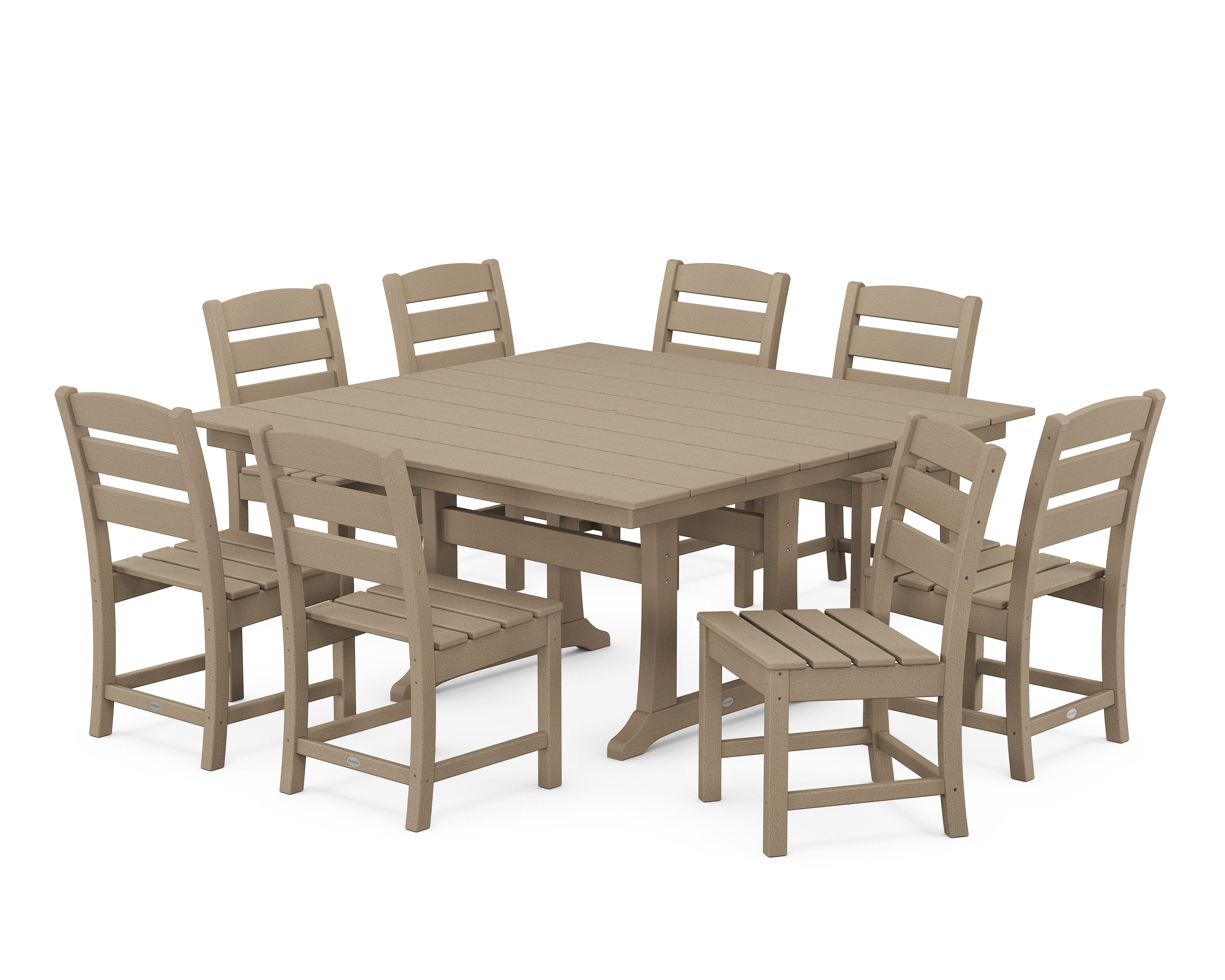 Lakeside 9-Piece Farmhouse Trestle Wooden Dining Set