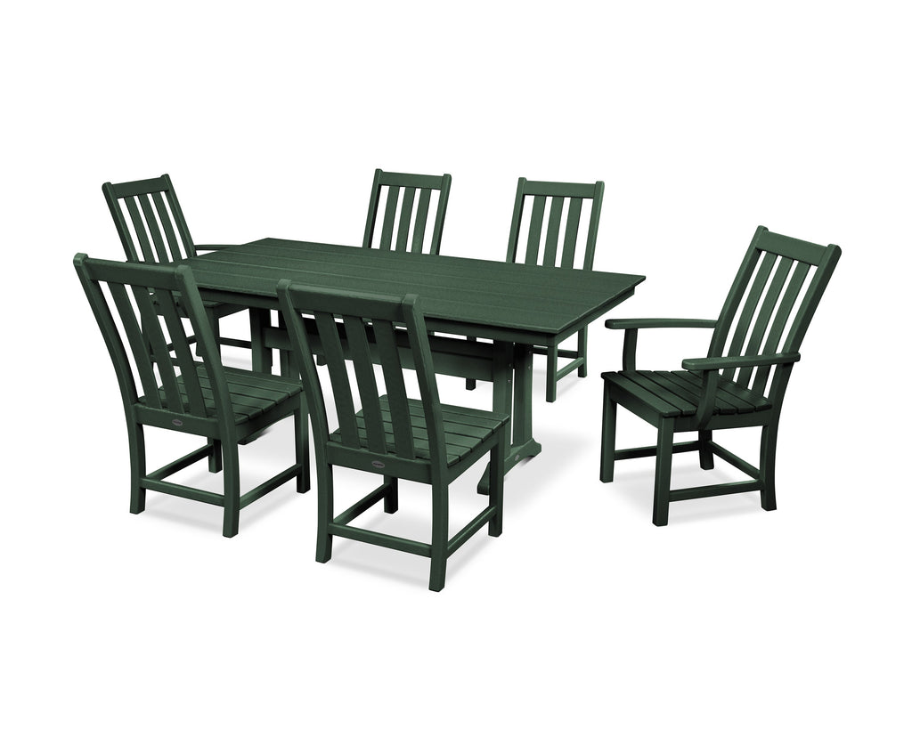 Vineyard 7-Piece Farmhouse Wooden Dining Set with Trestle Legs
