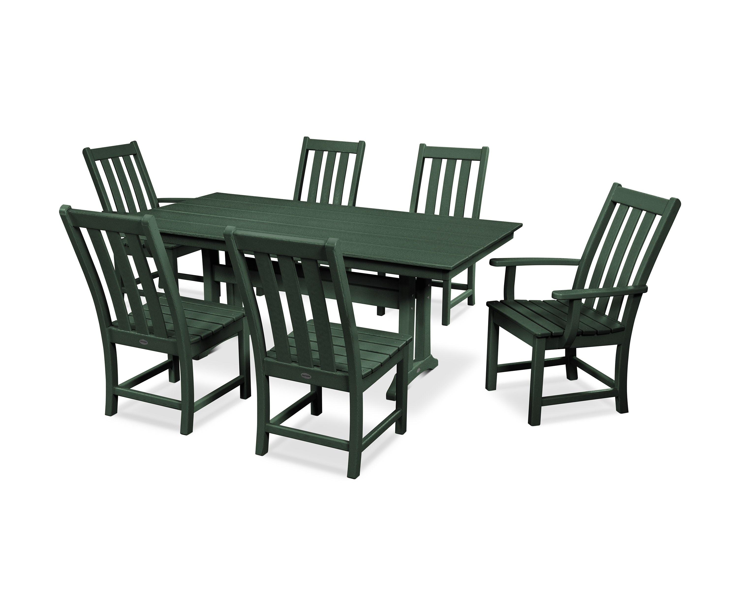 Vineyard 7-Piece Farmhouse Wooden Dining Set with Trestle Legs