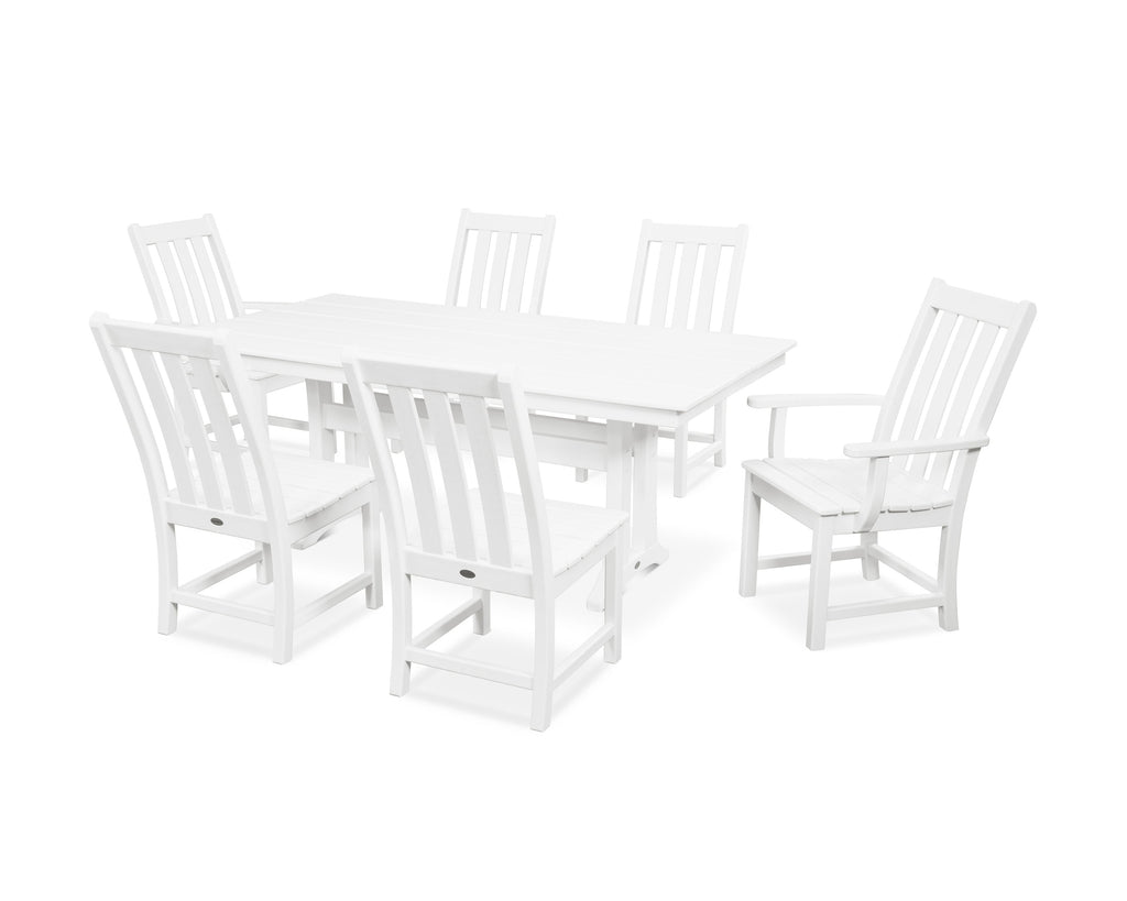 Vineyard 7-Piece Farmhouse Wooden Dining Set with Trestle Legs