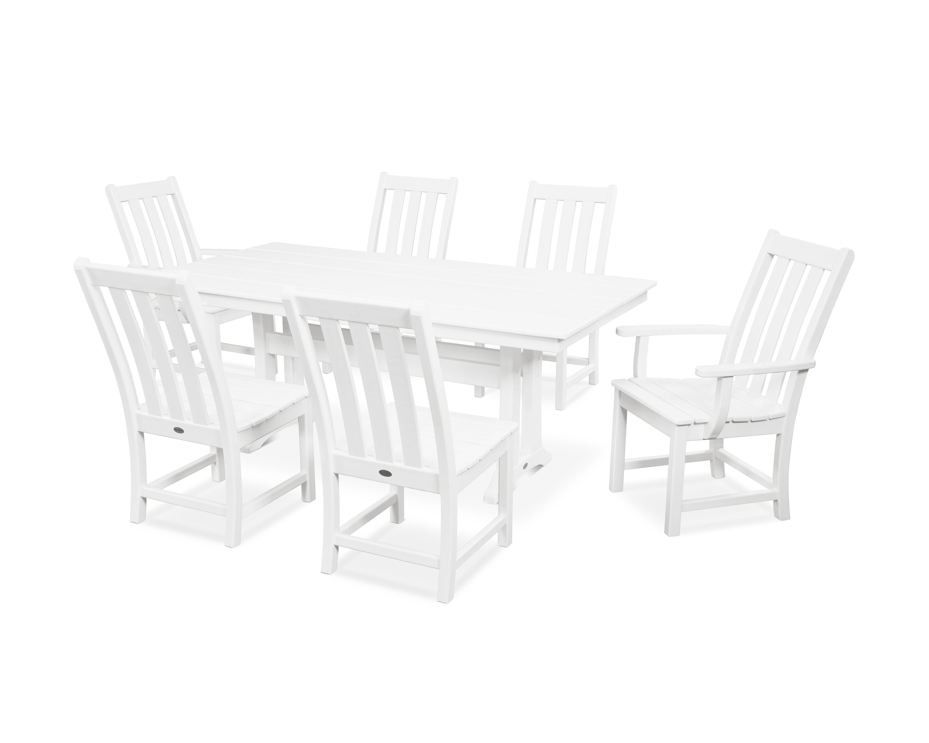 Vineyard 7-Piece Farmhouse Wooden Dining Set with Trestle Legs
