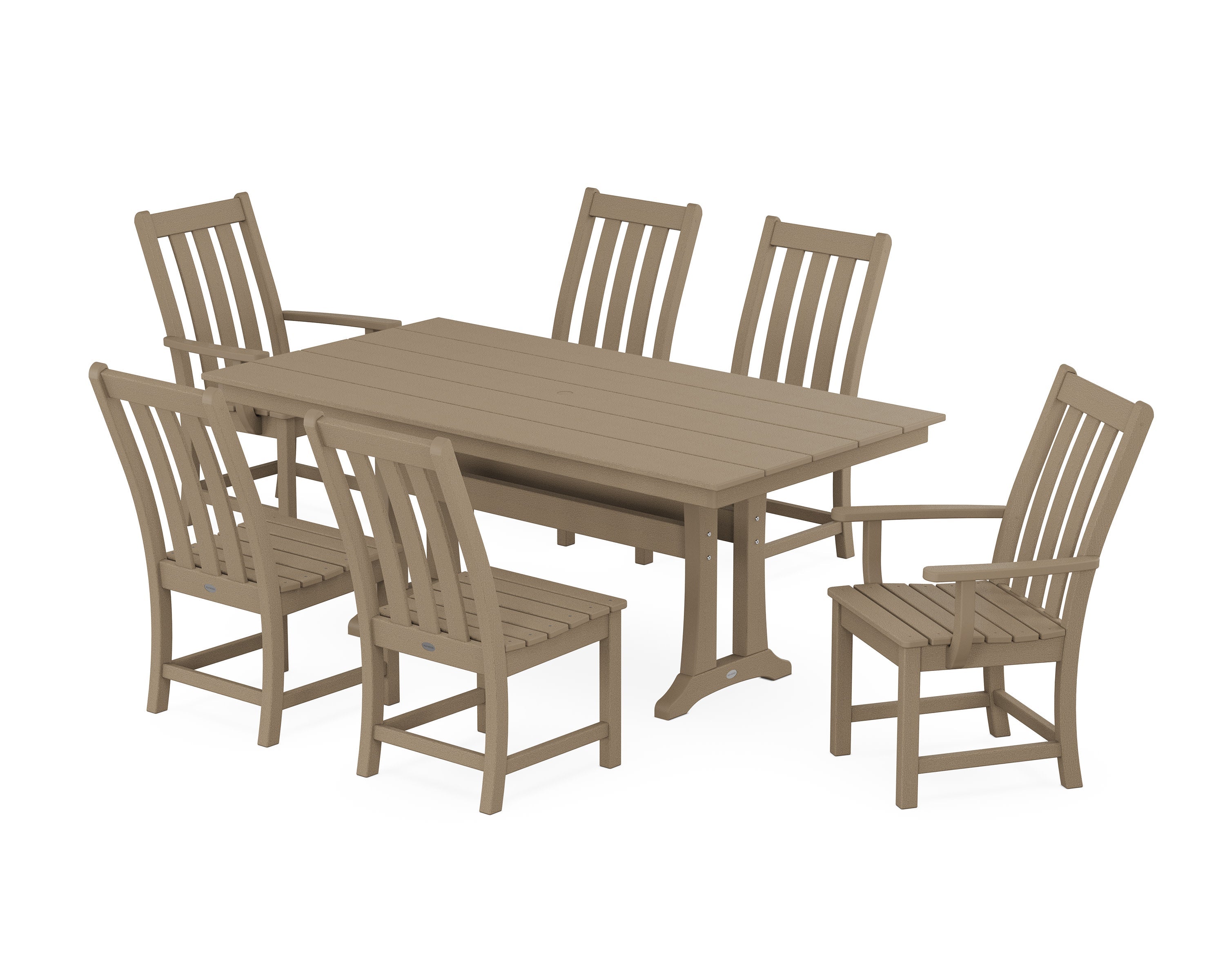 Vineyard 7-Piece Farmhouse Wooden Dining Set with Trestle Legs