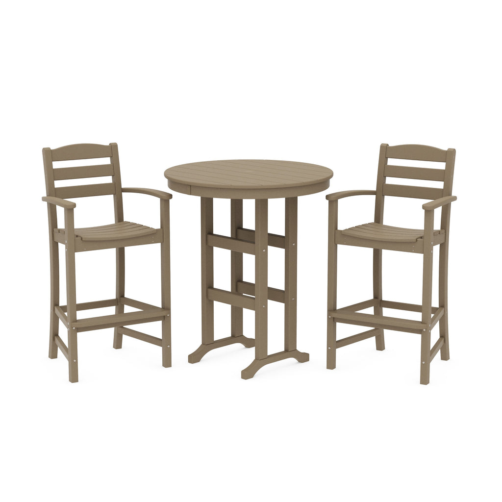 La Casa Café 3-Piece Round Farmhouse Bar Set