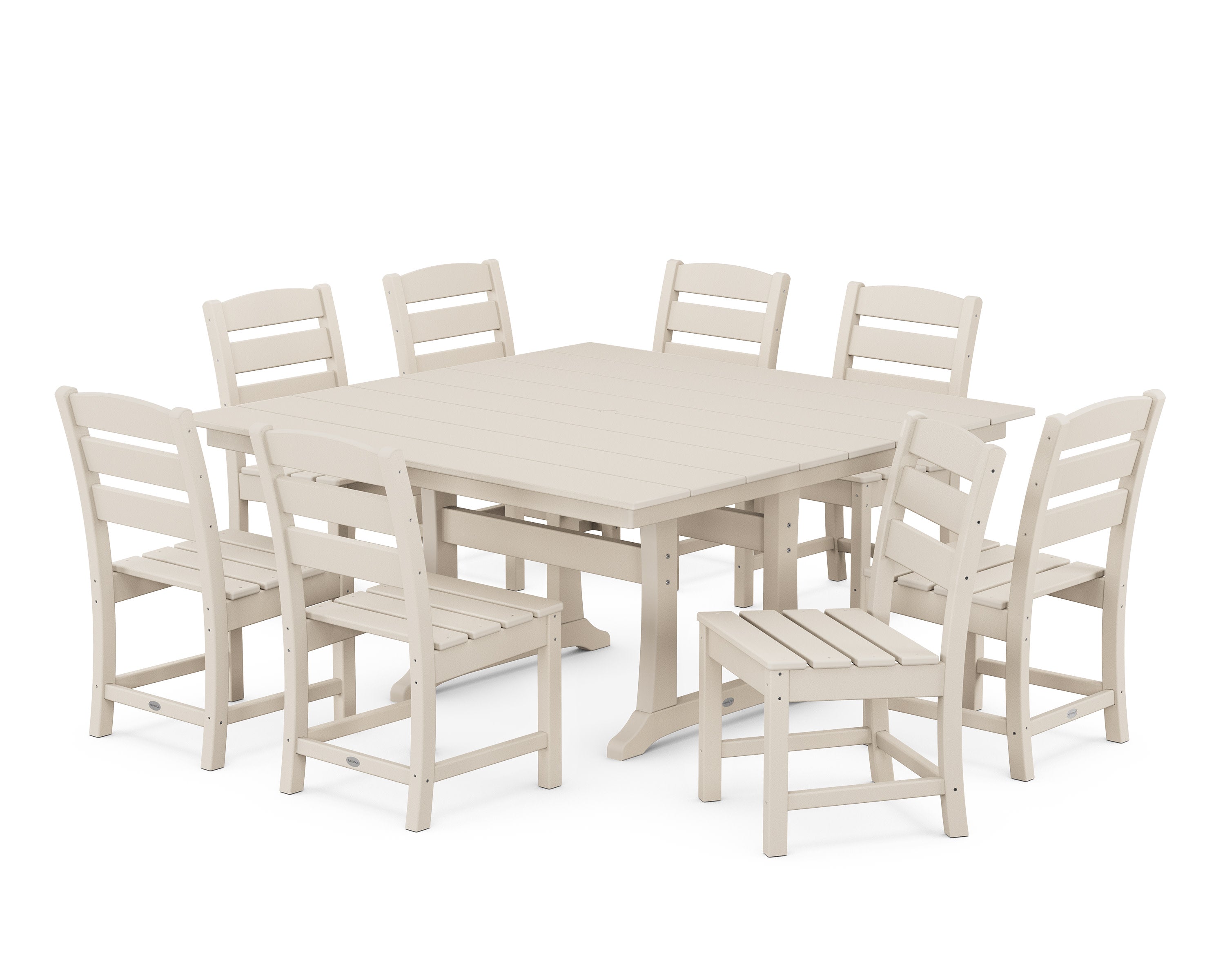 Lakeside 9-Piece Farmhouse Trestle Wooden Dining Set