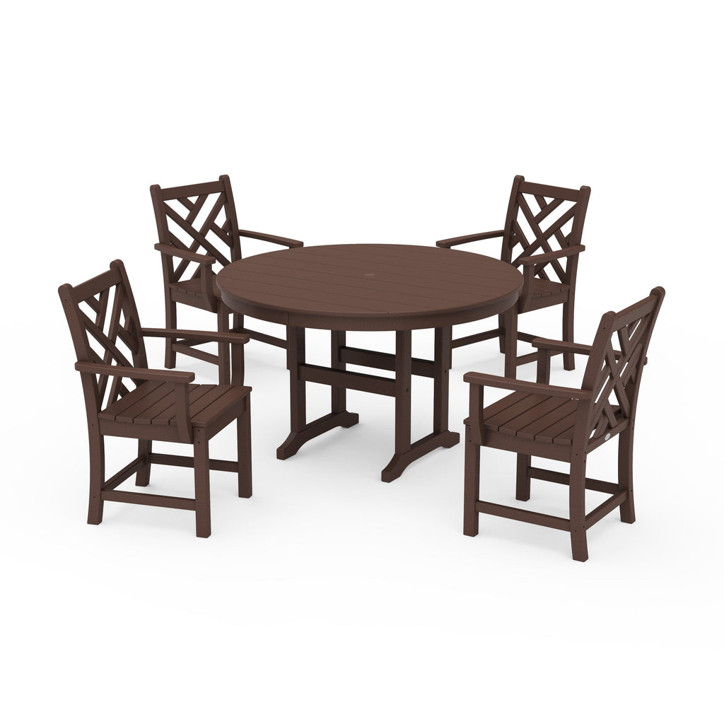 Classic 5-Piece Round Farmhouse Wooden Dining Set