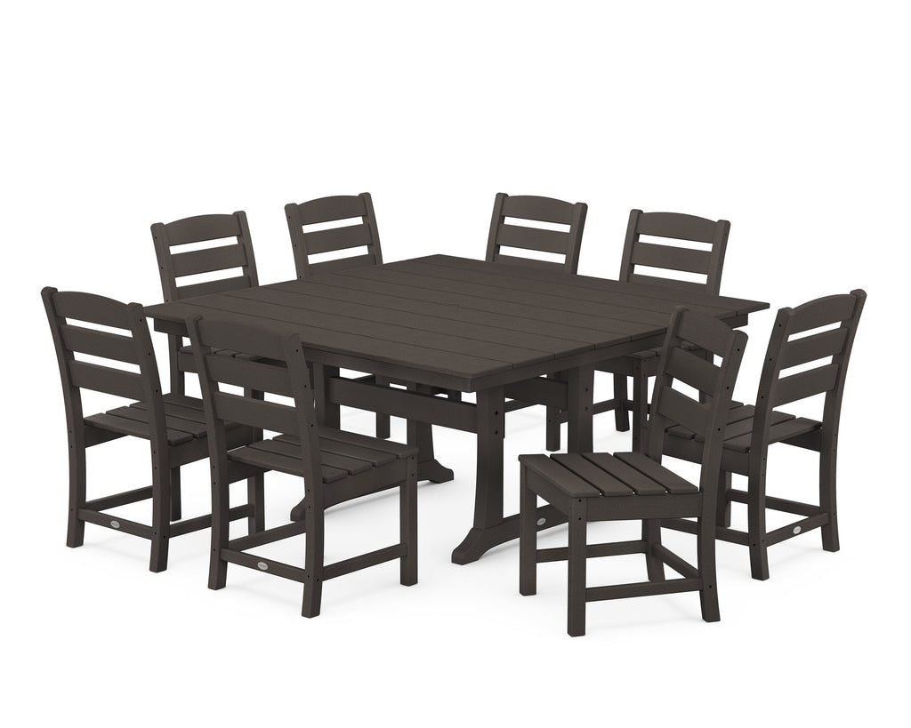 Lakeside 9-Piece Farmhouse Trestle Wooden Dining Set