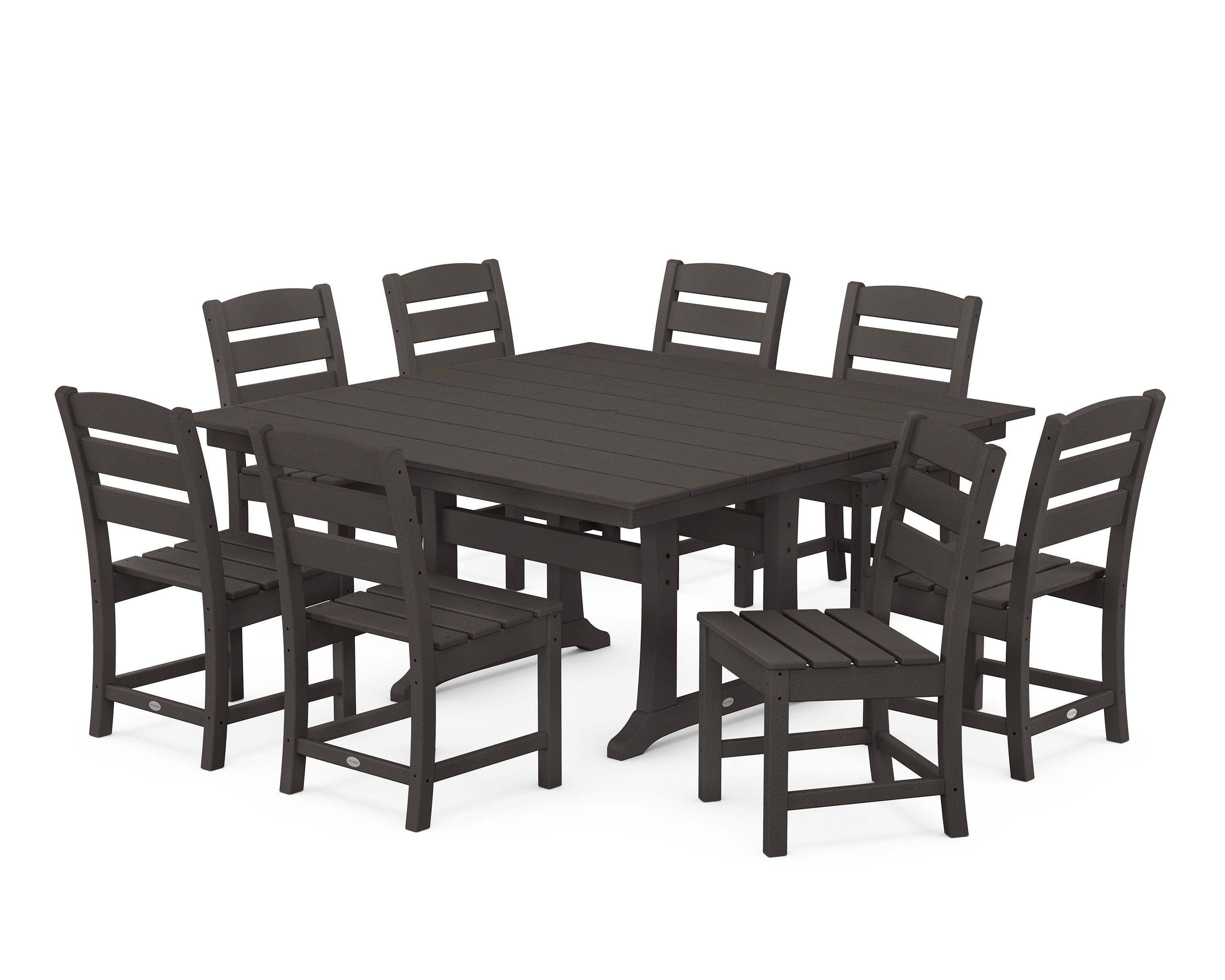 Lakeside 9-Piece Farmhouse Trestle Wooden Dining Set