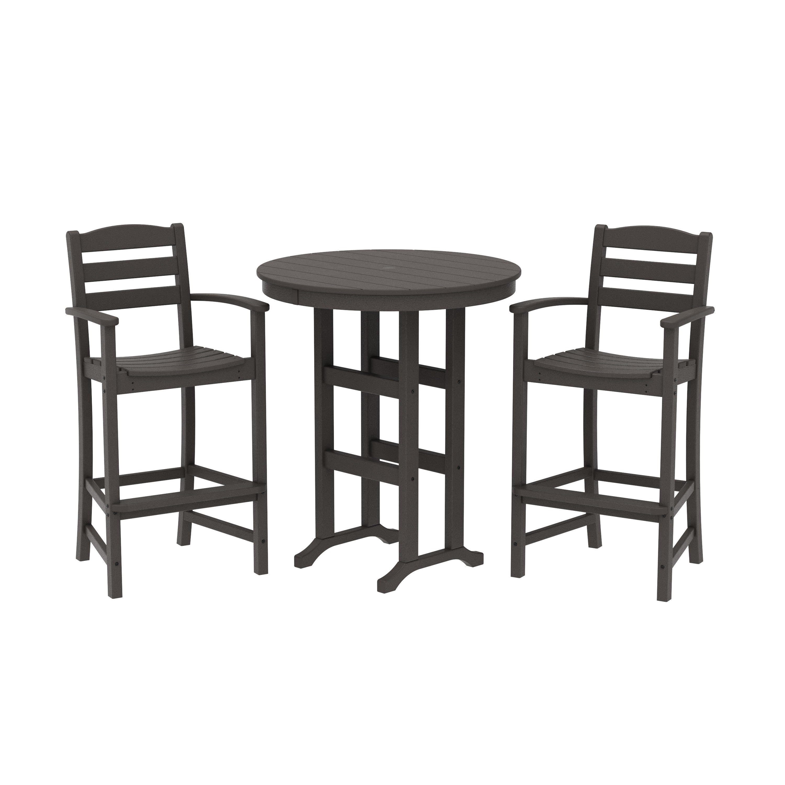 La Casa Café 3-Piece Round Farmhouse Bar Set
