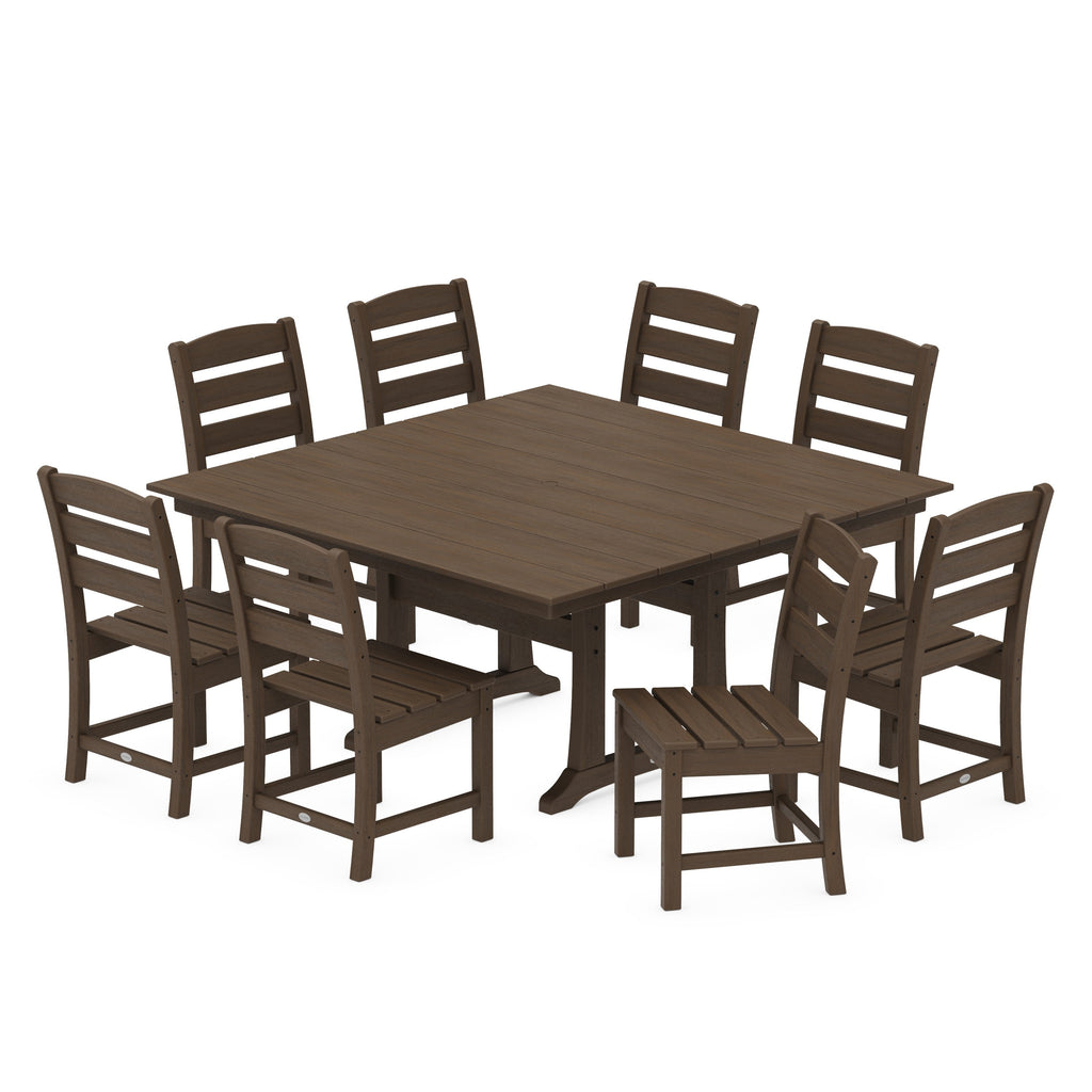 Lakeside 9-Piece Farmhouse Trestle Wooden Dining Set
