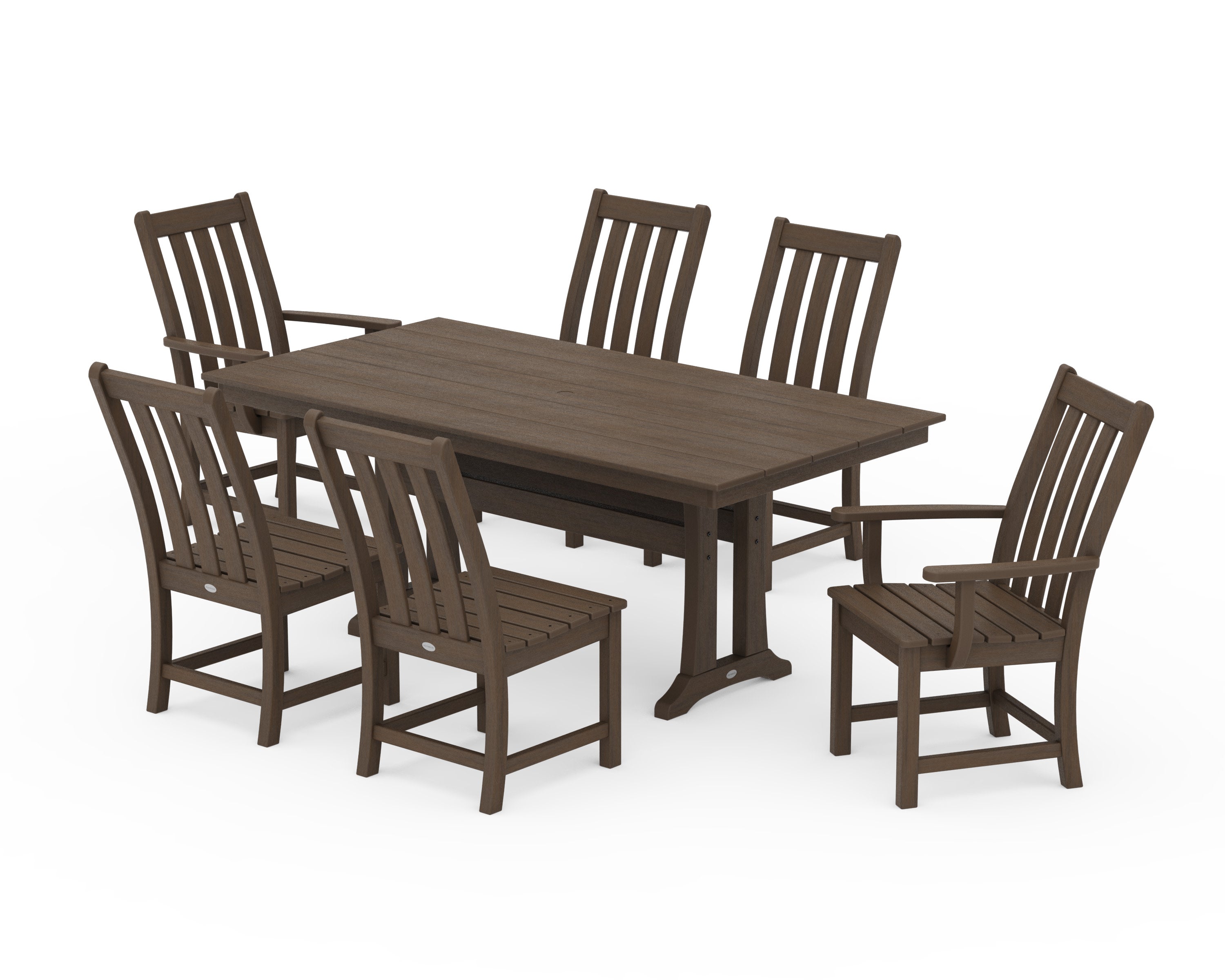 Vineyard 7-Piece Farmhouse Wooden Dining Set with Trestle Legs