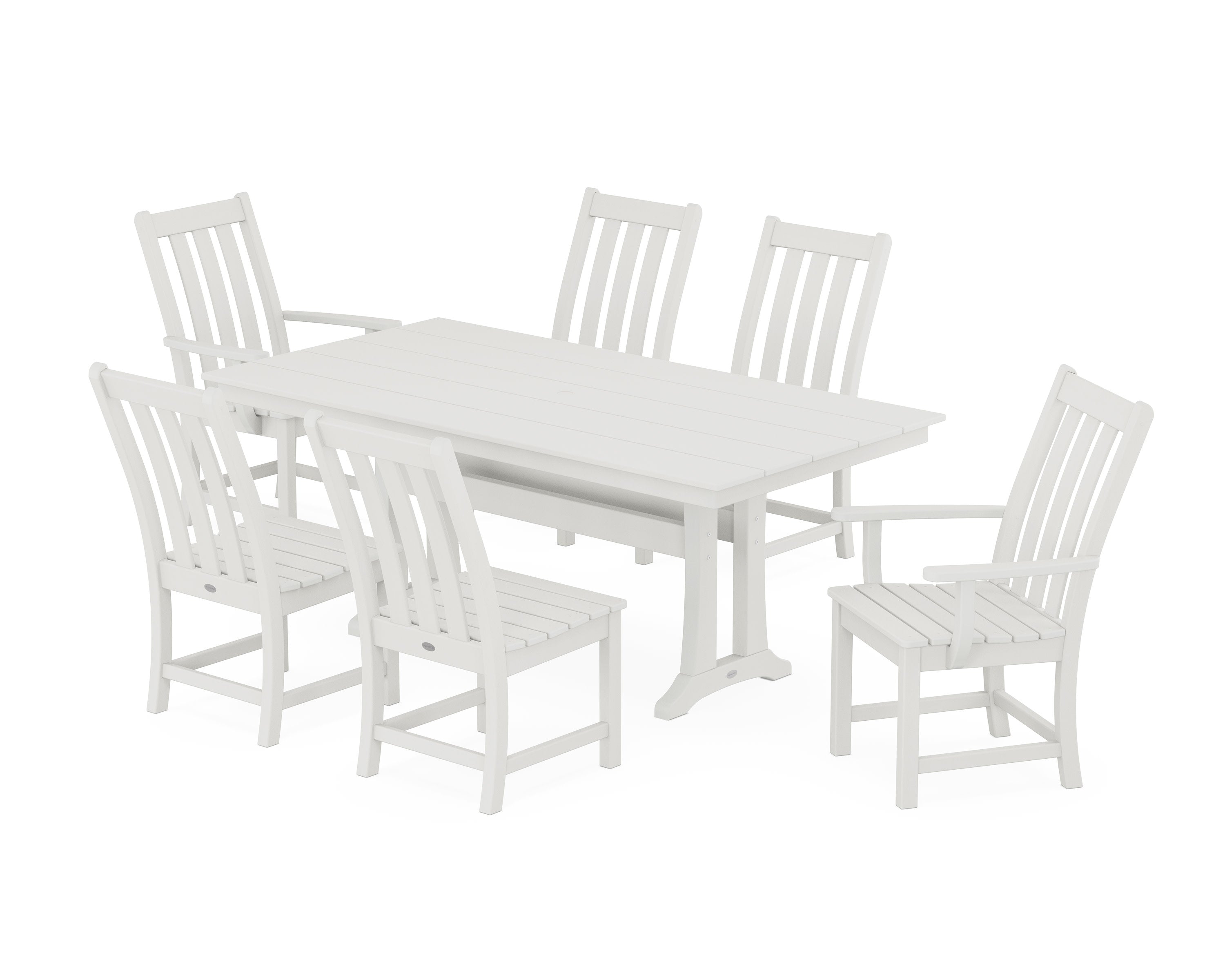 Vineyard 7-Piece Farmhouse Wooden Dining Set with Trestle Legs