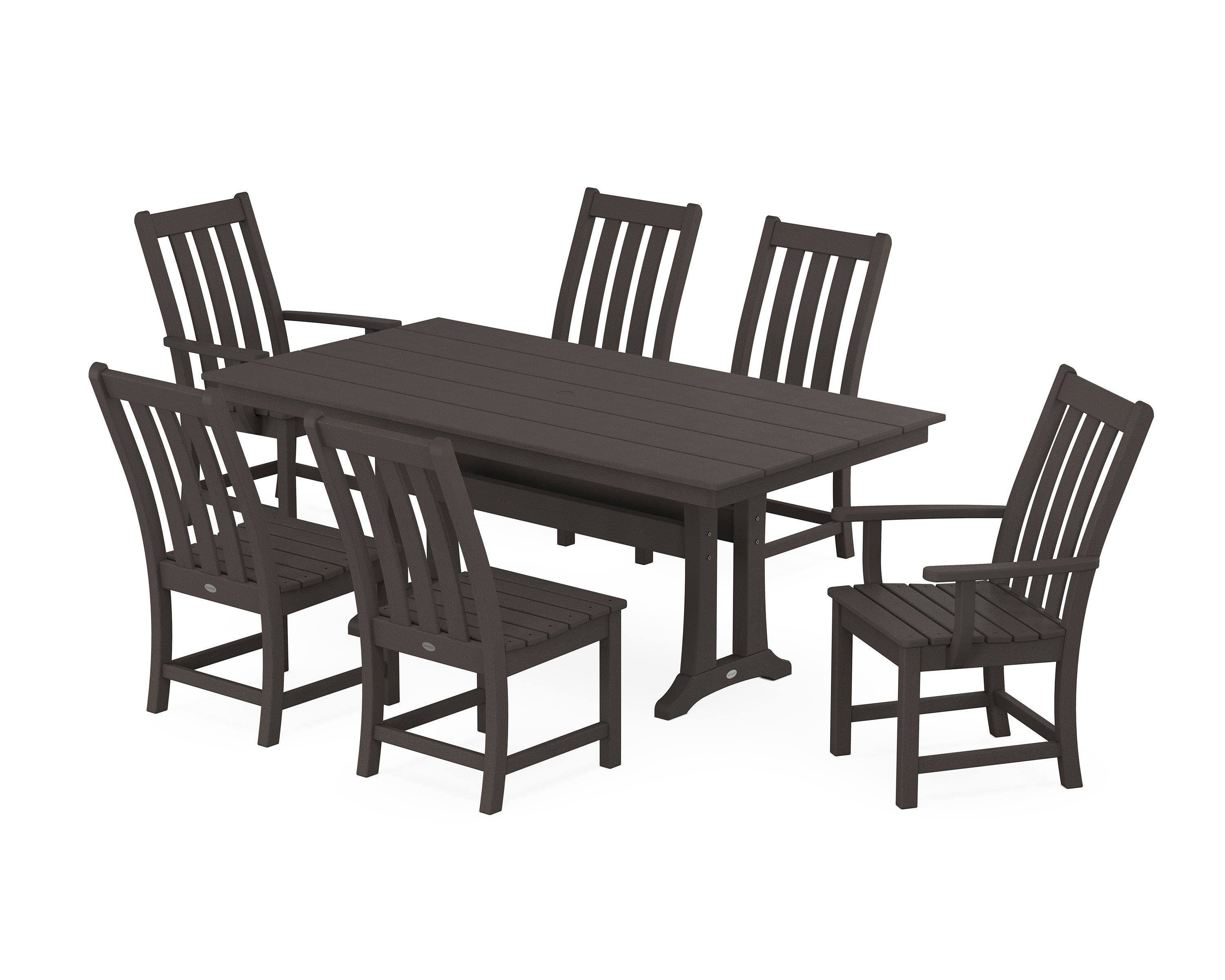 Vineyard 7-Piece Farmhouse Wooden Dining Set with Trestle Legs