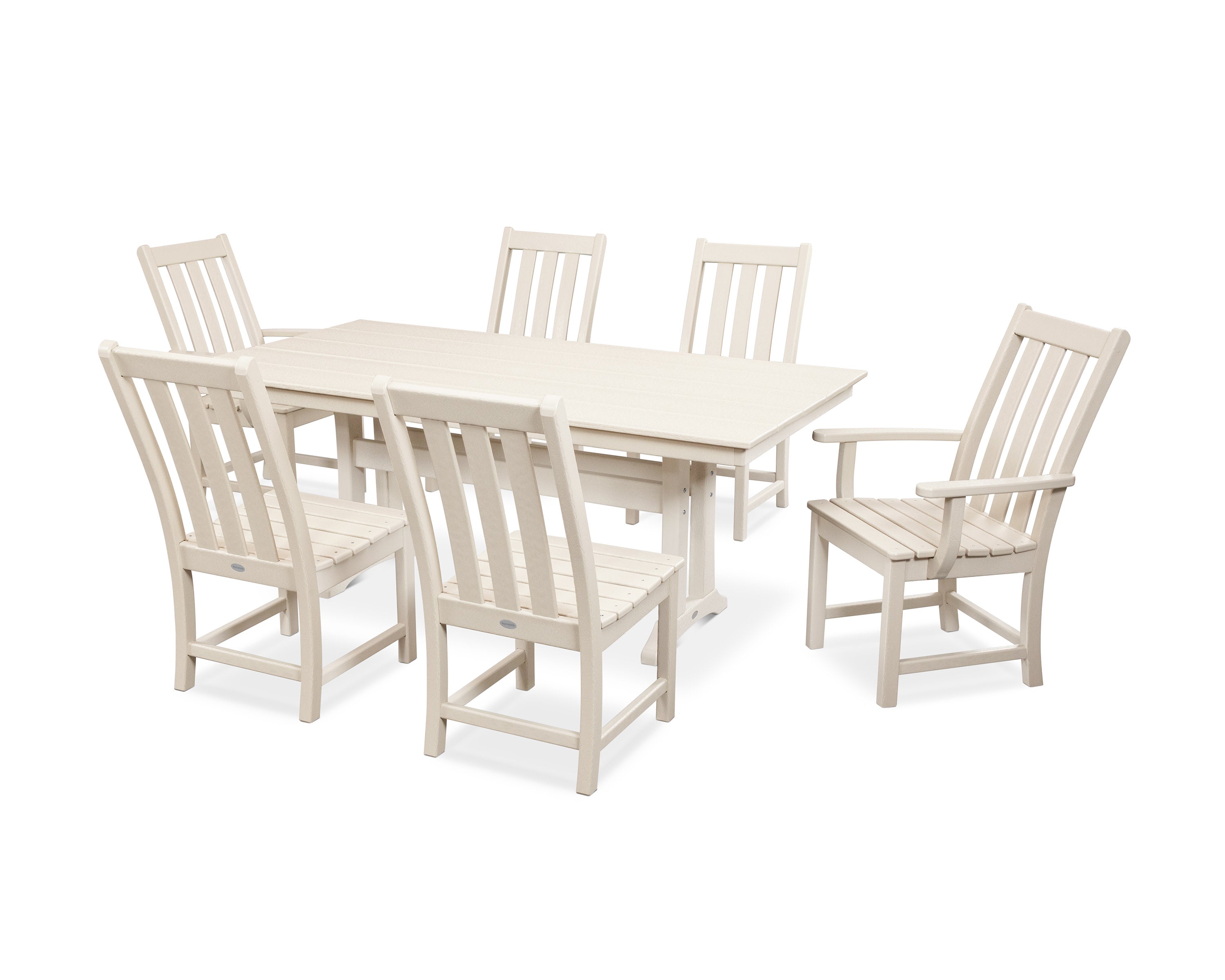 Vineyard 7-Piece Farmhouse Wooden Dining Set with Trestle Legs