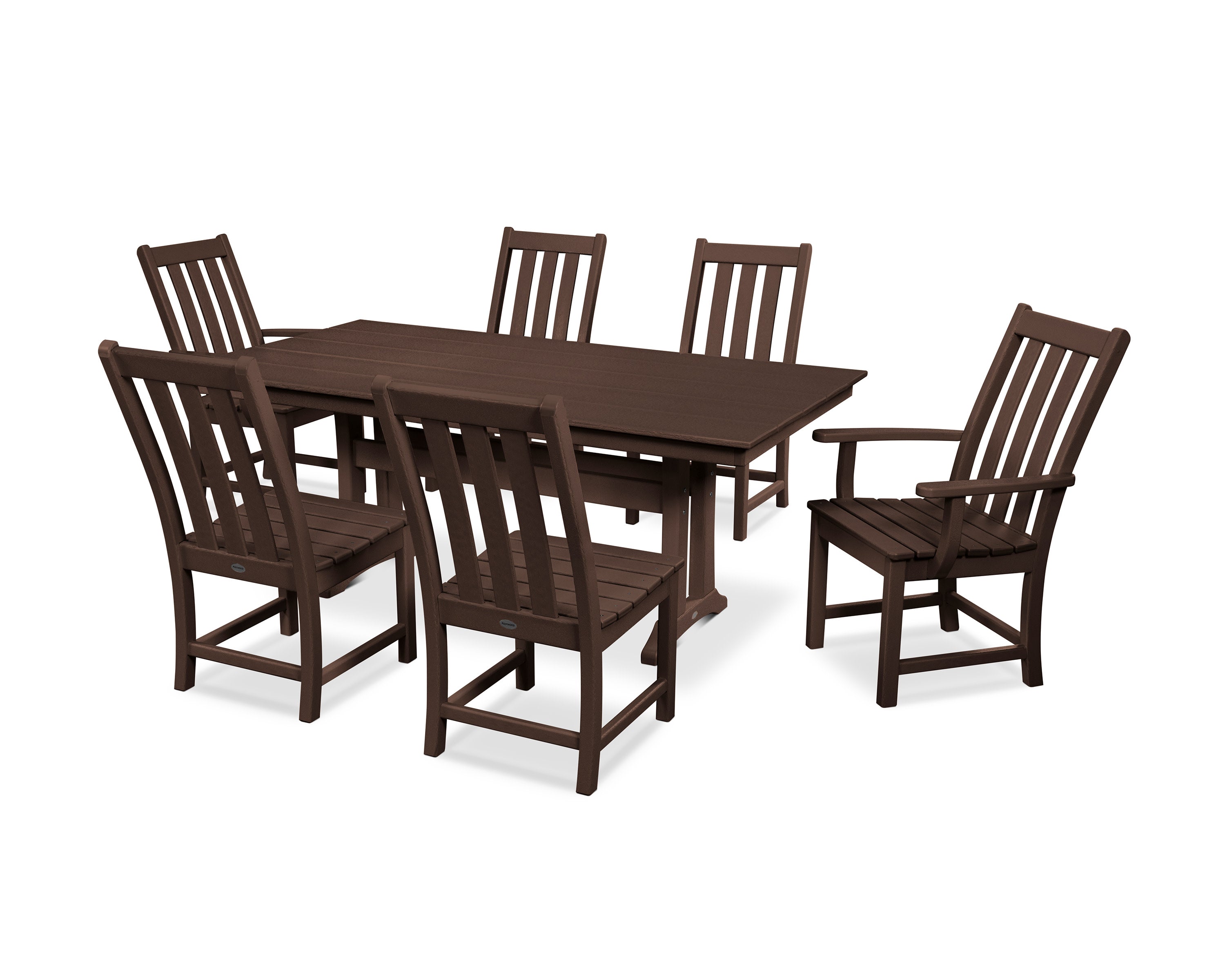 Vineyard 7-Piece Farmhouse Wooden Dining Set with Trestle Legs