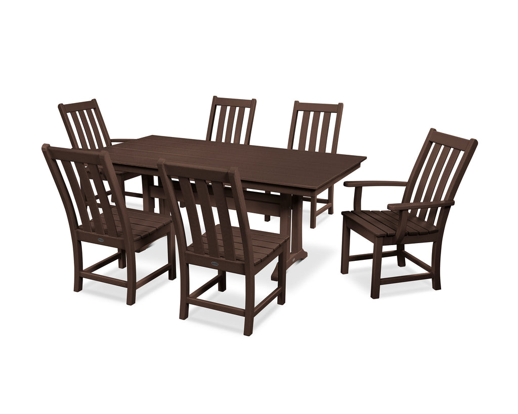 Vineyard 7-Piece Farmhouse Wooden Dining Set with Trestle Legs