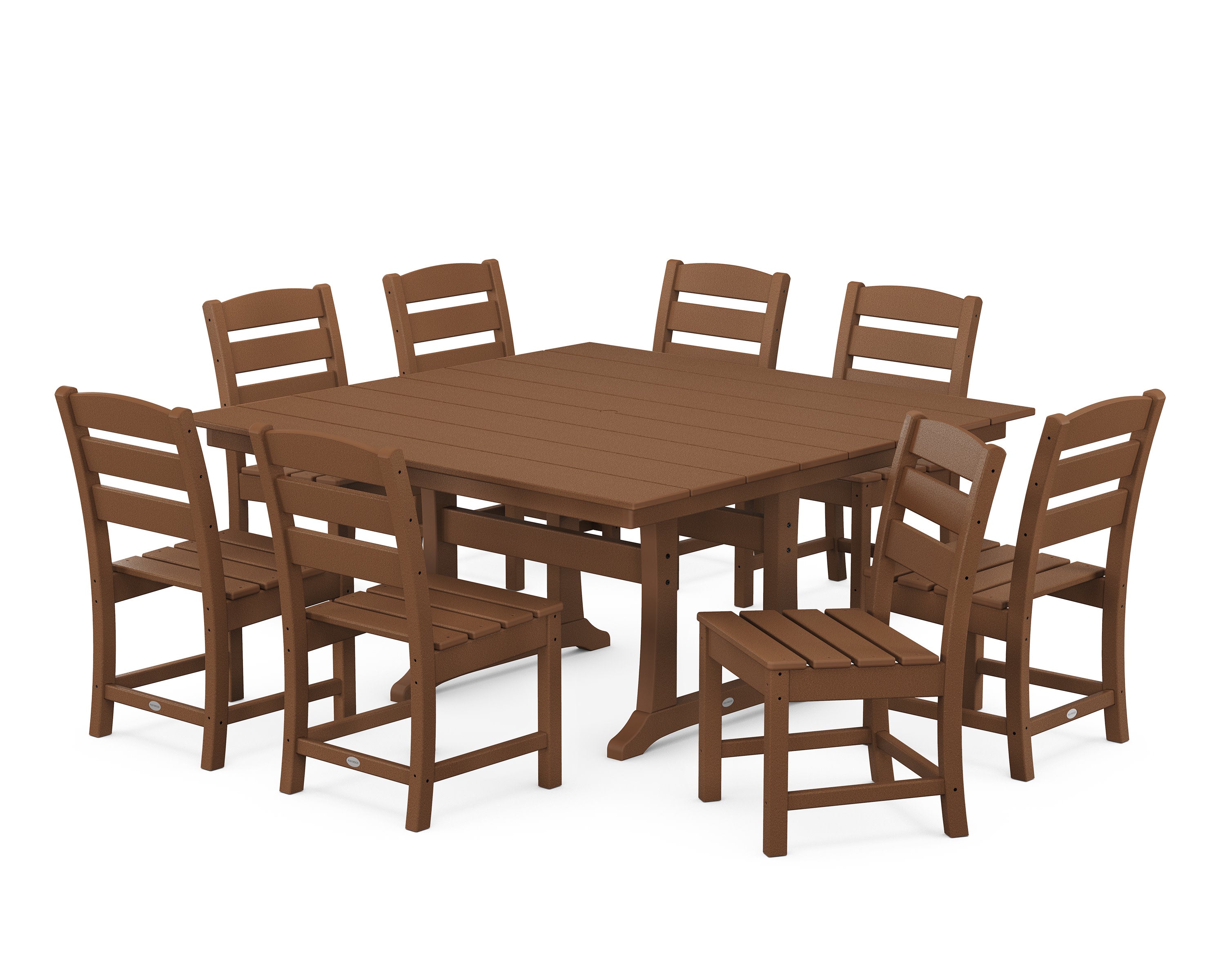 Lakeside 9-Piece Farmhouse Trestle Wooden Dining Set