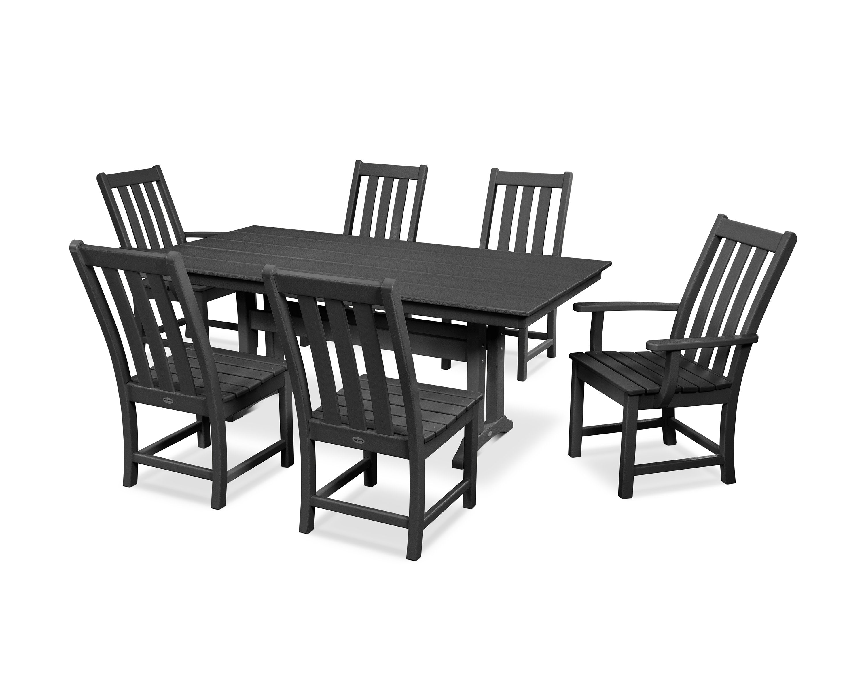 Vineyard 7-Piece Farmhouse Wooden Dining Set with Trestle Legs