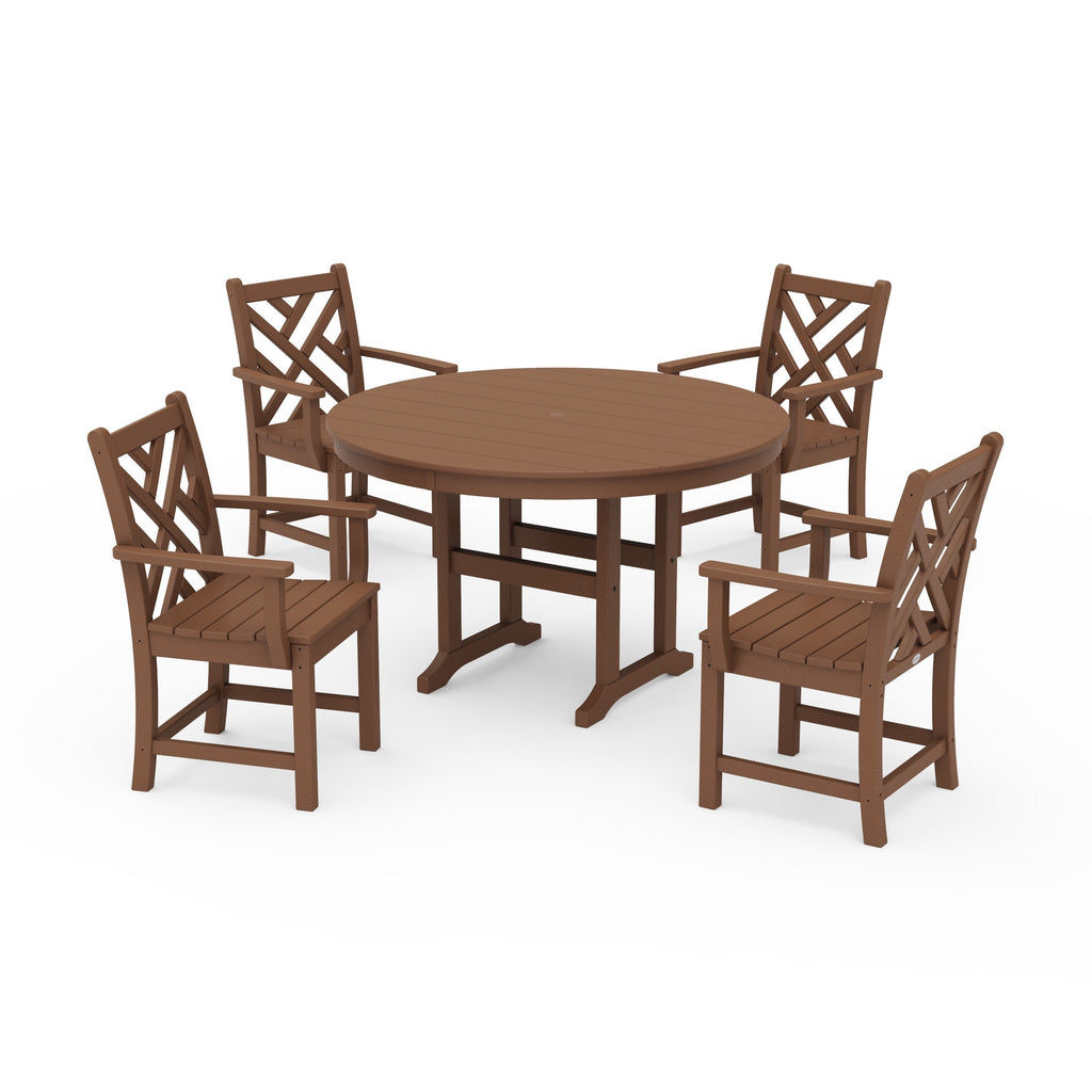 Classic 5-Piece Round Farmhouse Wooden Dining Set