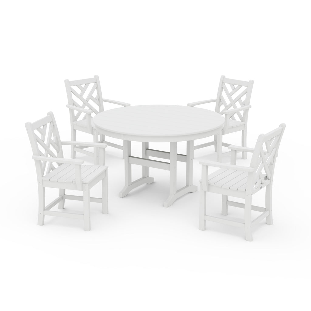 Classic 5-Piece Round Farmhouse Wooden Dining Set