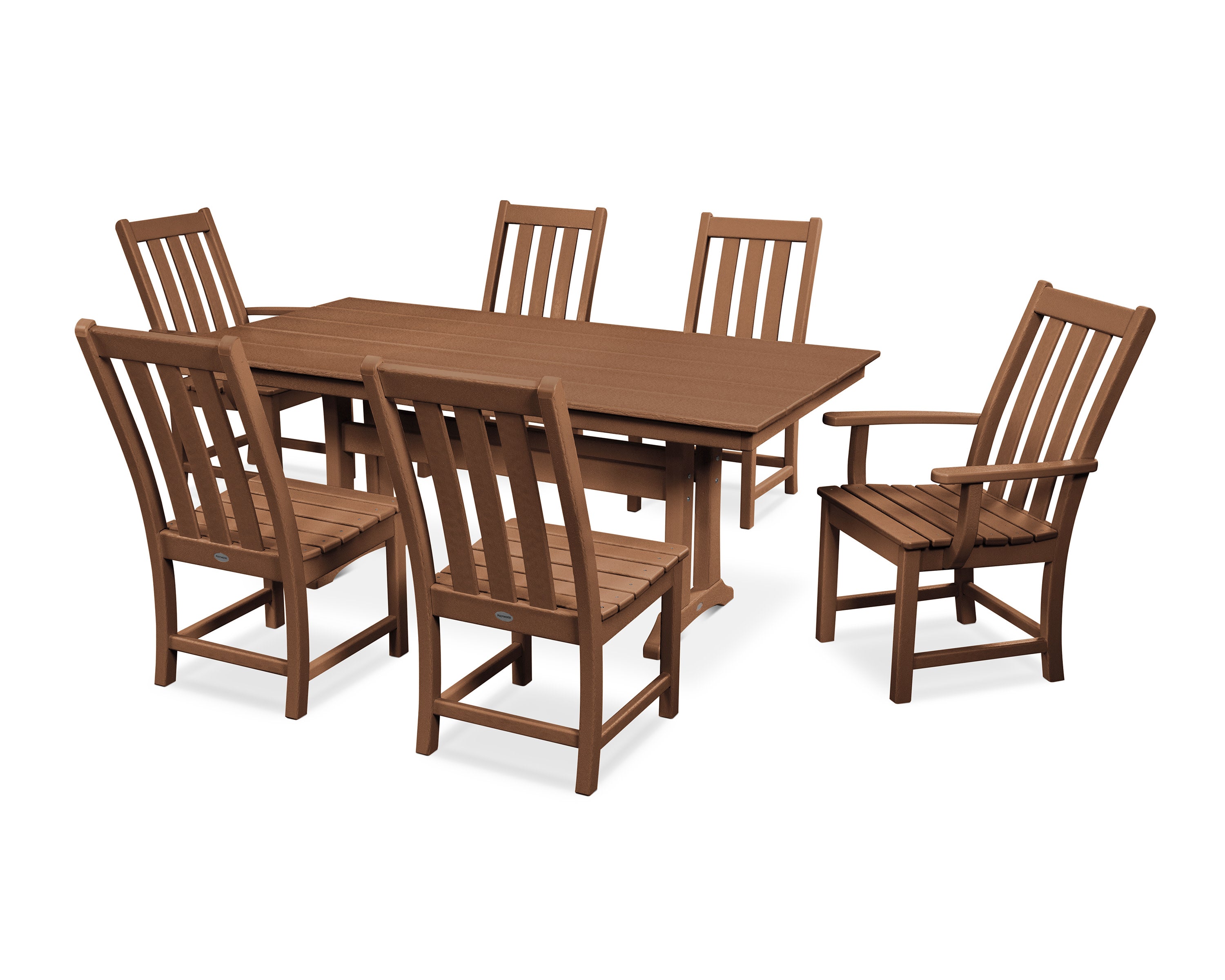 Vineyard 7-Piece Farmhouse Wooden Dining Set with Trestle Legs