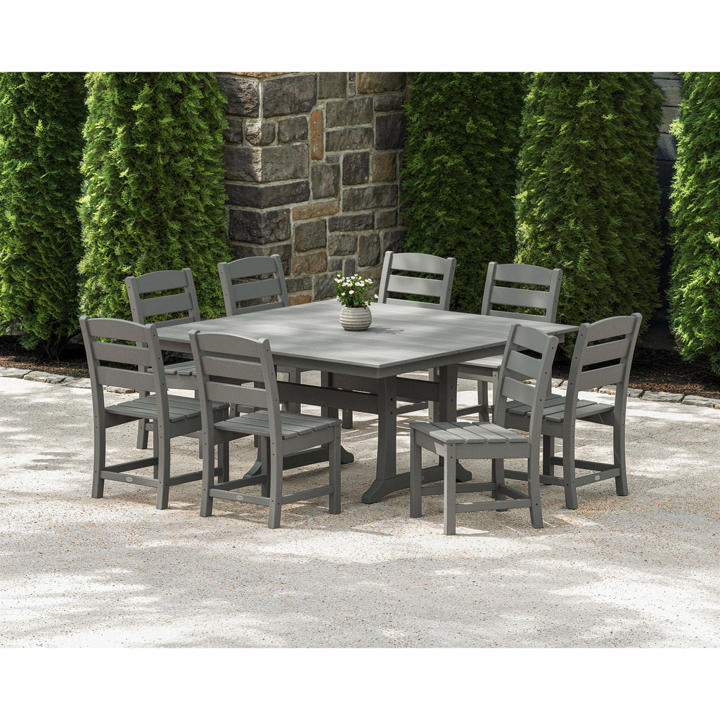 Lakeside 9-Piece Farmhouse Trestle Wooden Dining Set