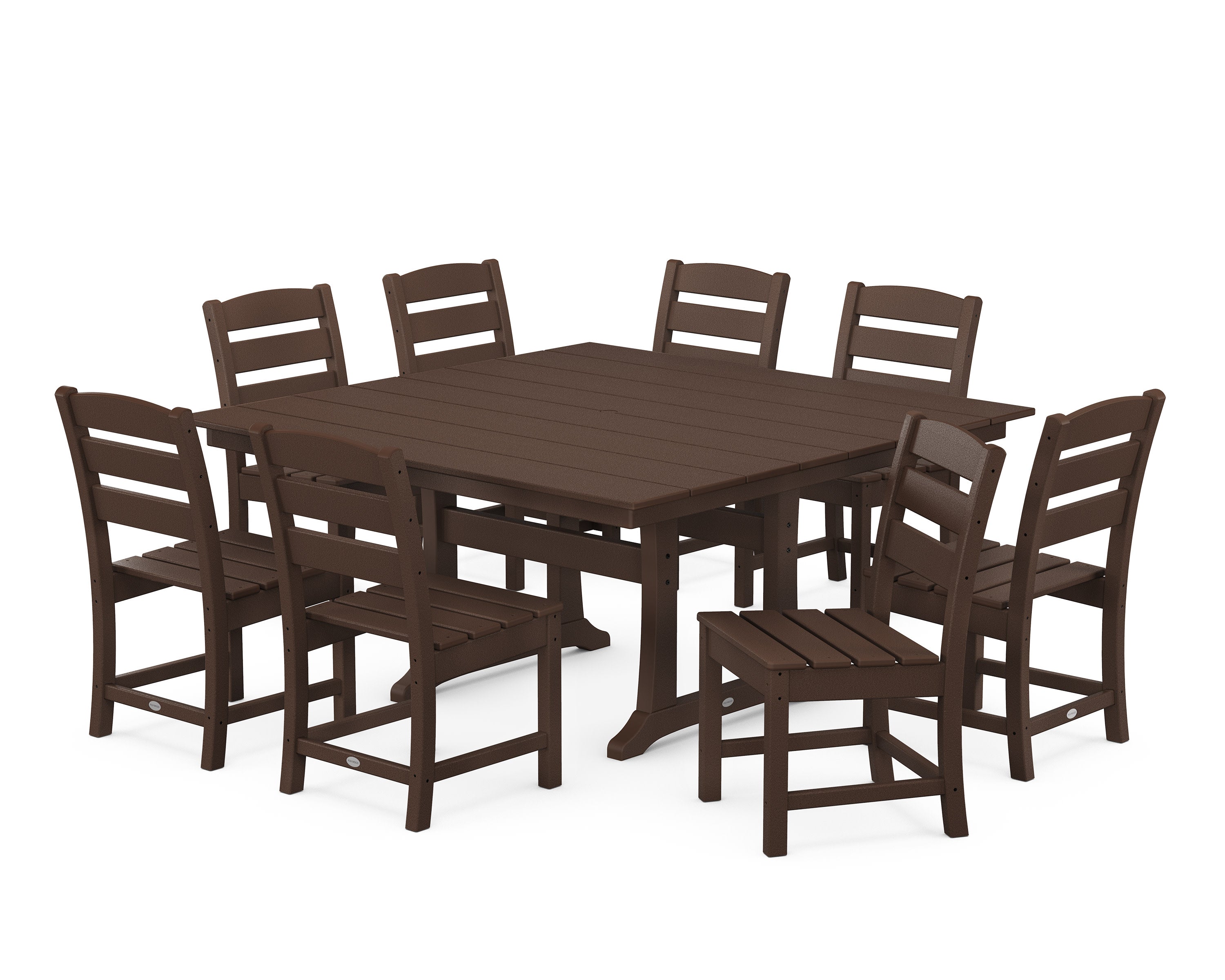 Lakeside 9-Piece Farmhouse Trestle Wooden Dining Set