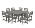 Lakeside 9-Piece Farmhouse Trestle Wooden Dining Set