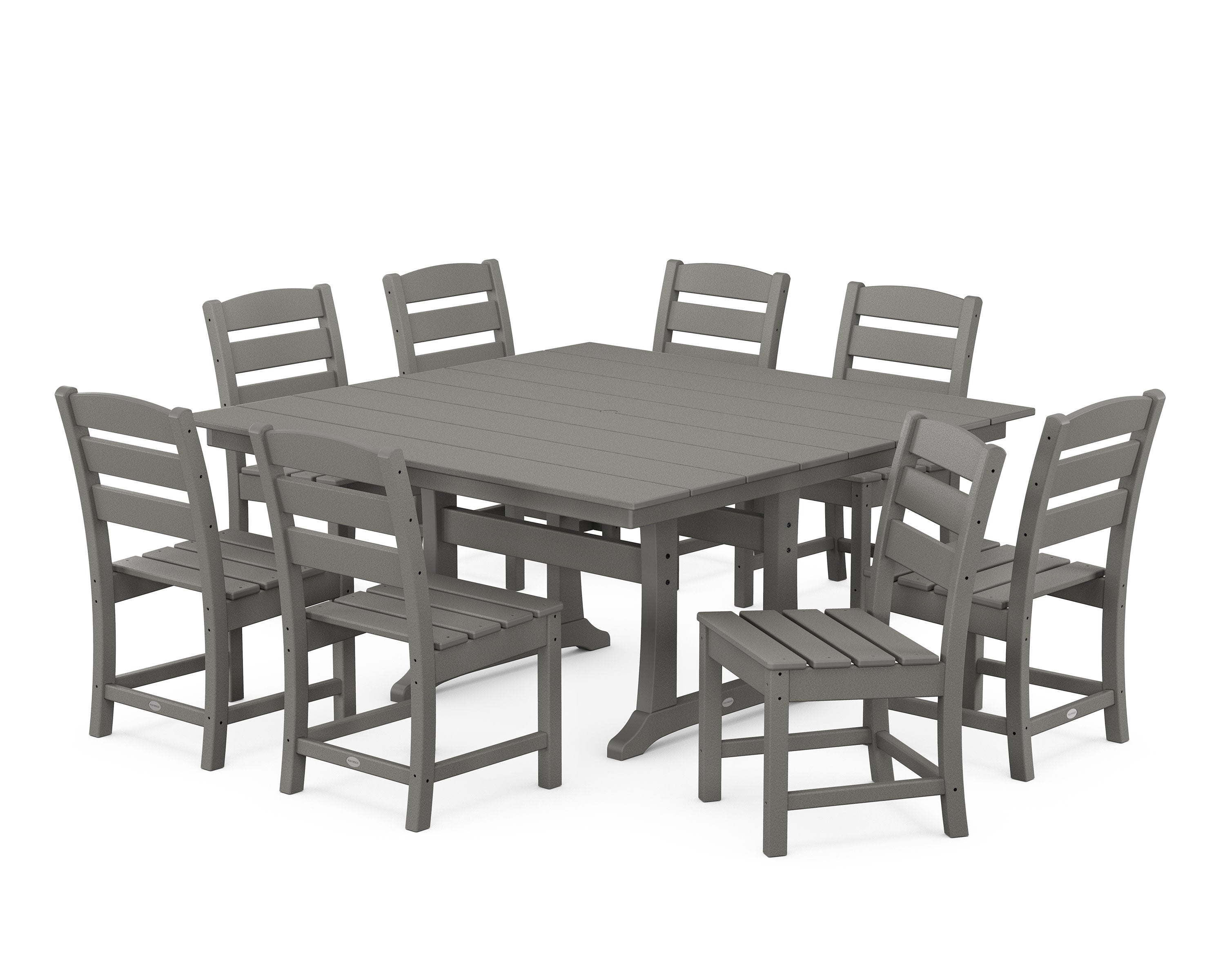 Lakeside 9-Piece Farmhouse Trestle Wooden Dining Set