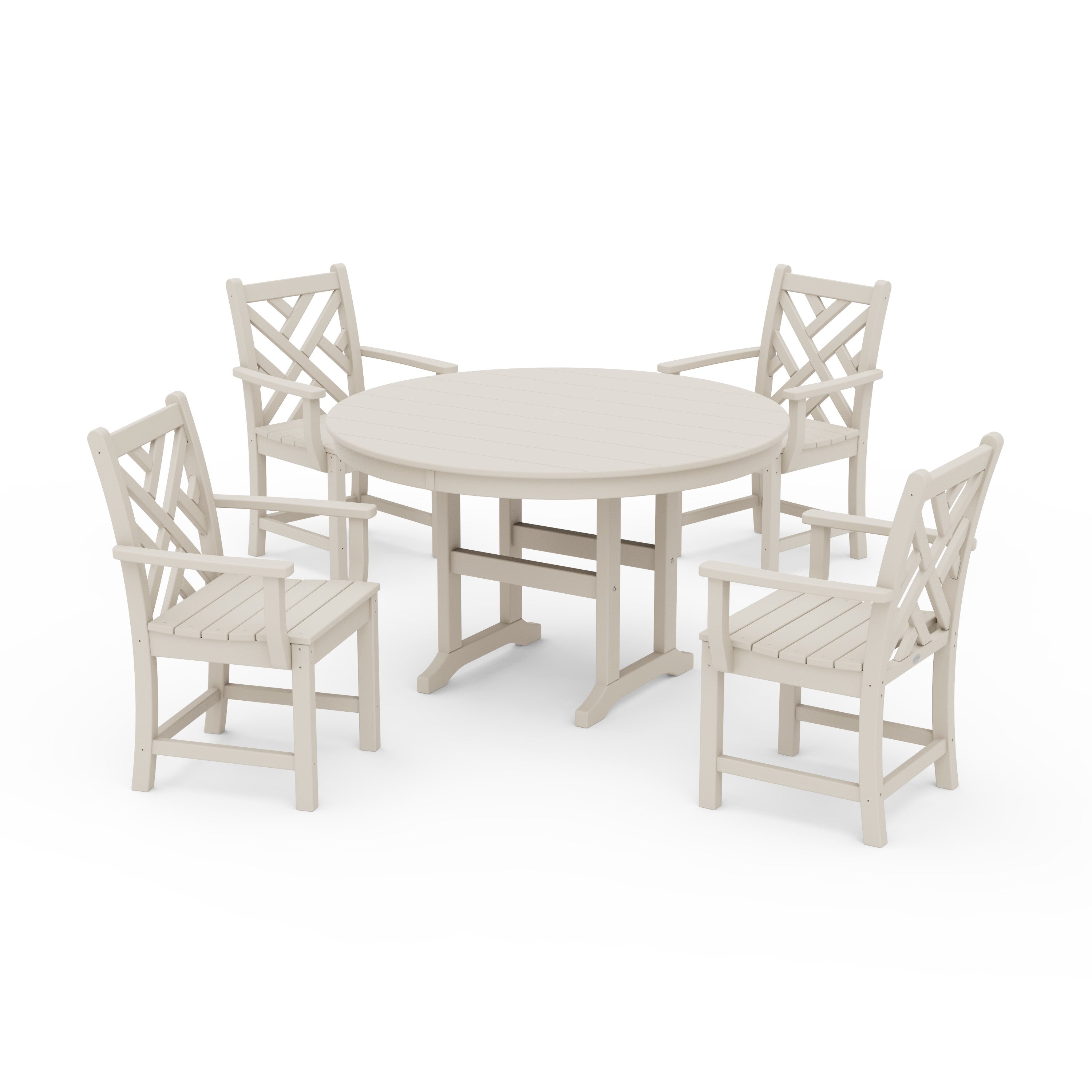 Classic 5-Piece Round Farmhouse Wooden Dining Set