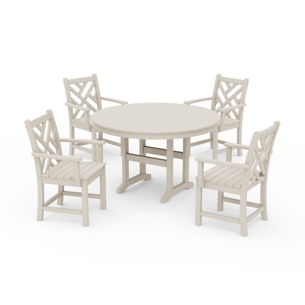Classic 5-Piece Round Farmhouse Wooden Dining Set