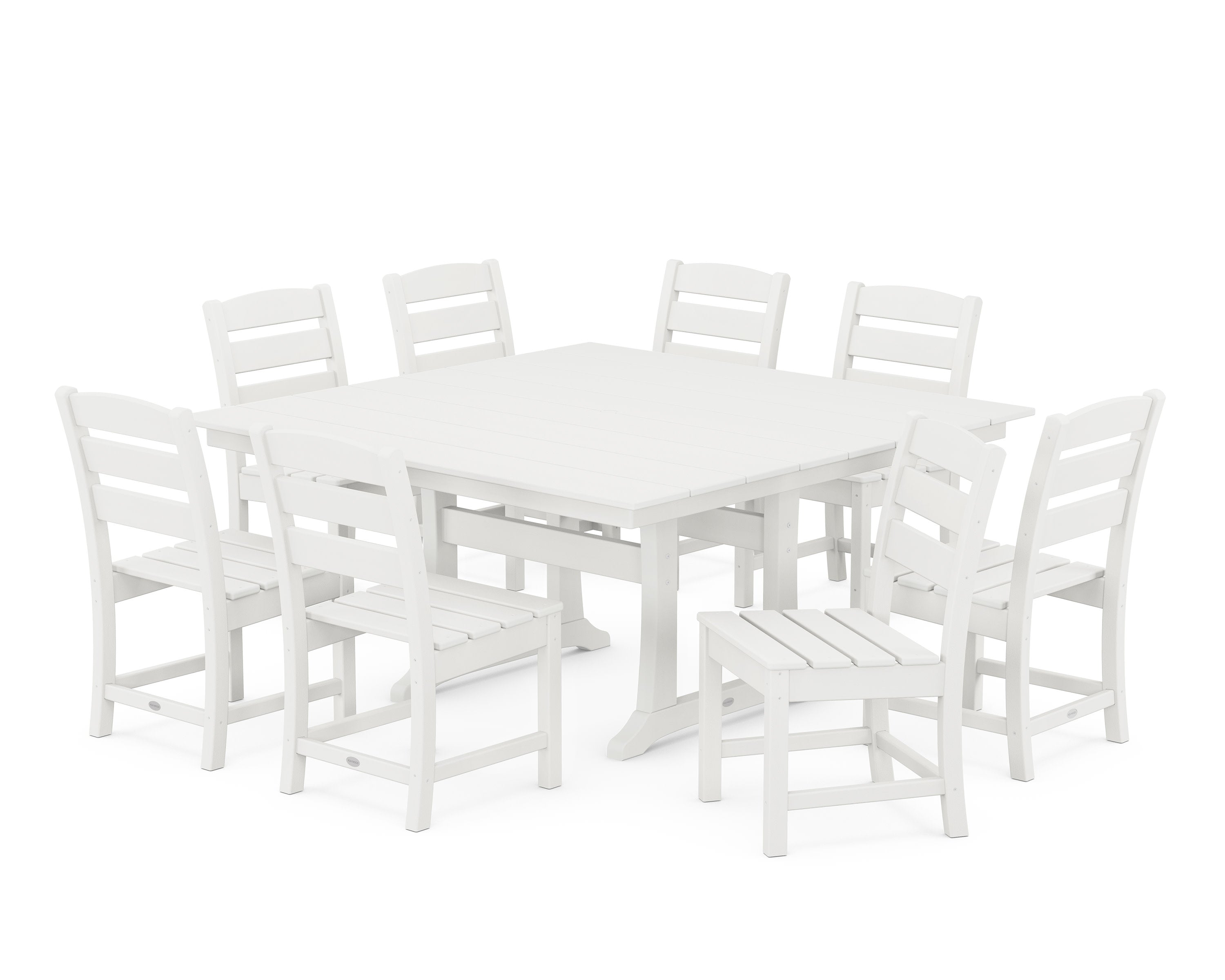 Lakeside 9-Piece Farmhouse Trestle Wooden Dining Set