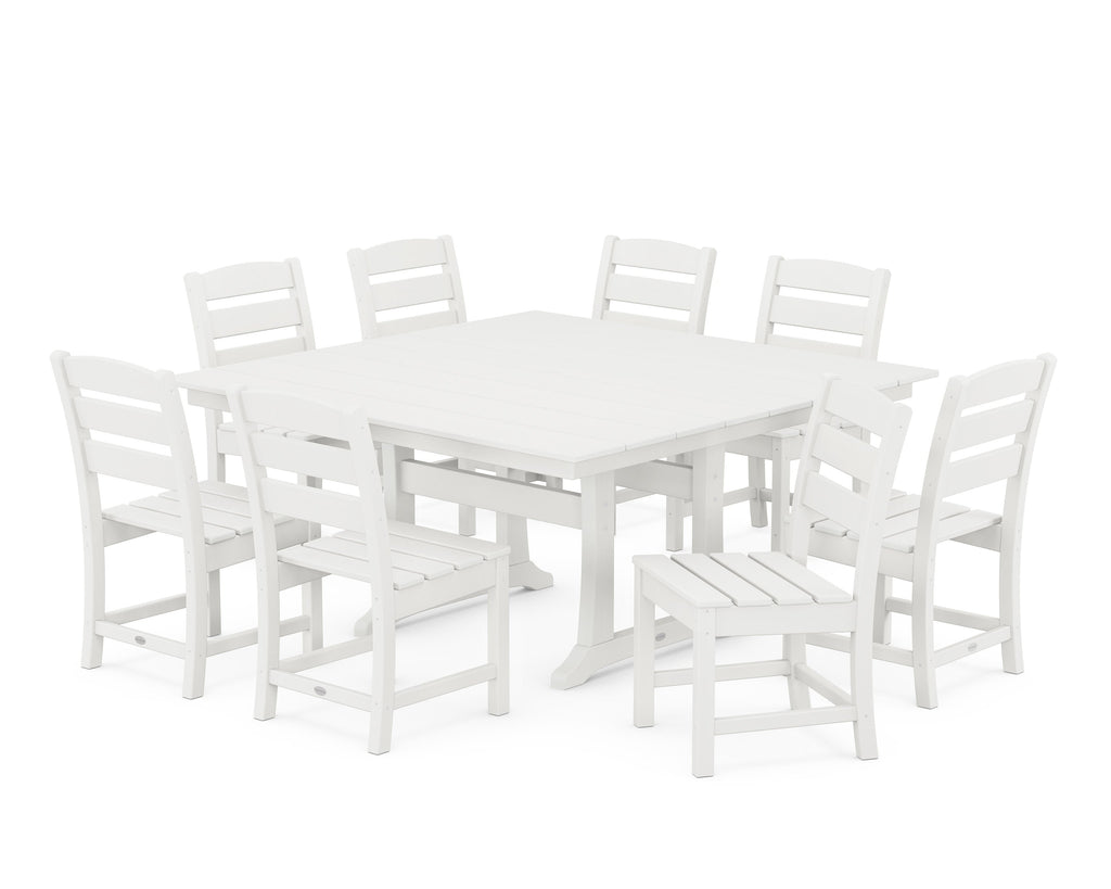 Lakeside 9-Piece Farmhouse Trestle Wooden Dining Set