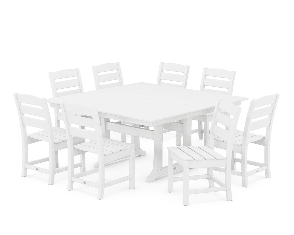 Lakeside 9-Piece Farmhouse Trestle Wooden Dining Set