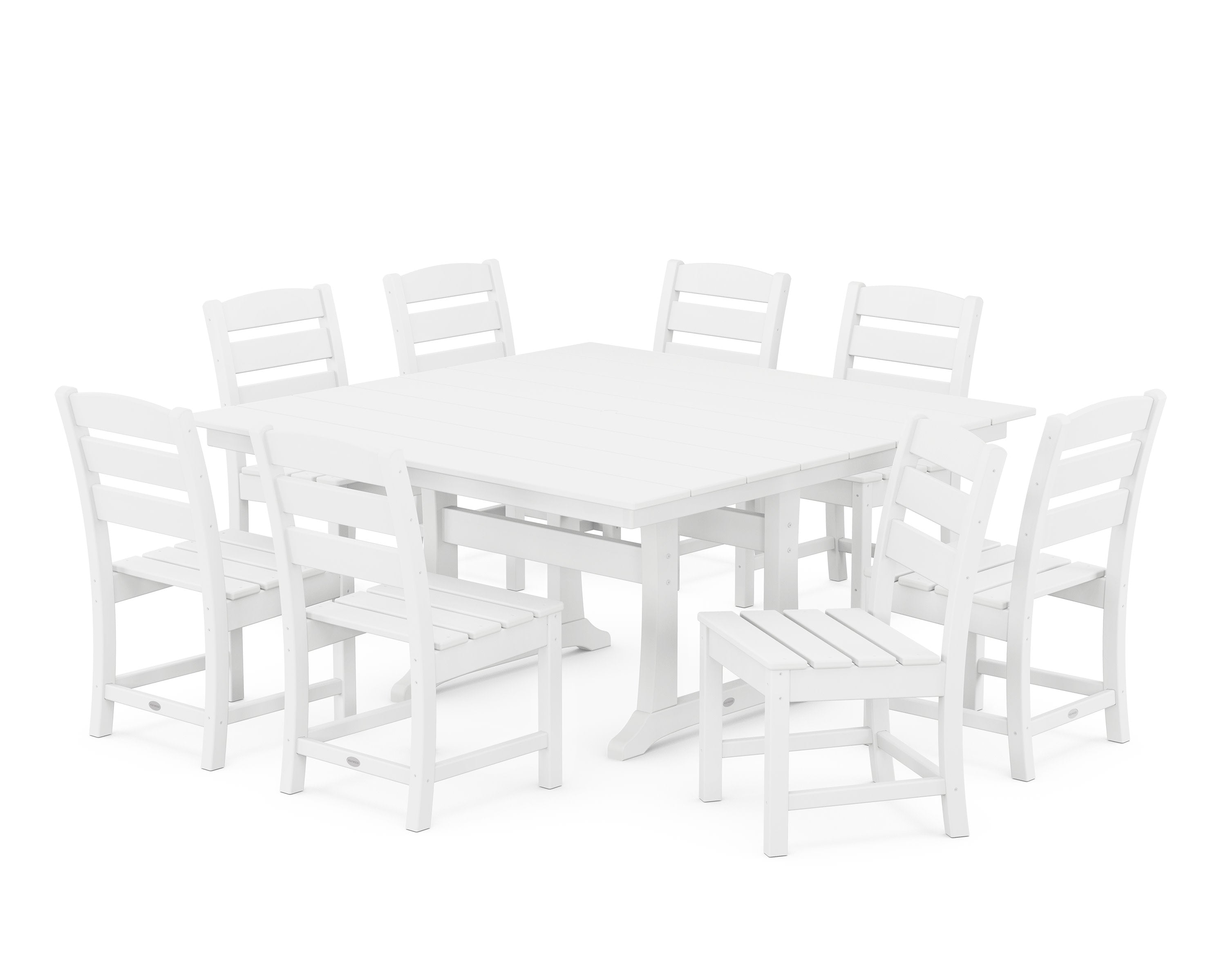 Lakeside 9-Piece Farmhouse Trestle Wooden Dining Set