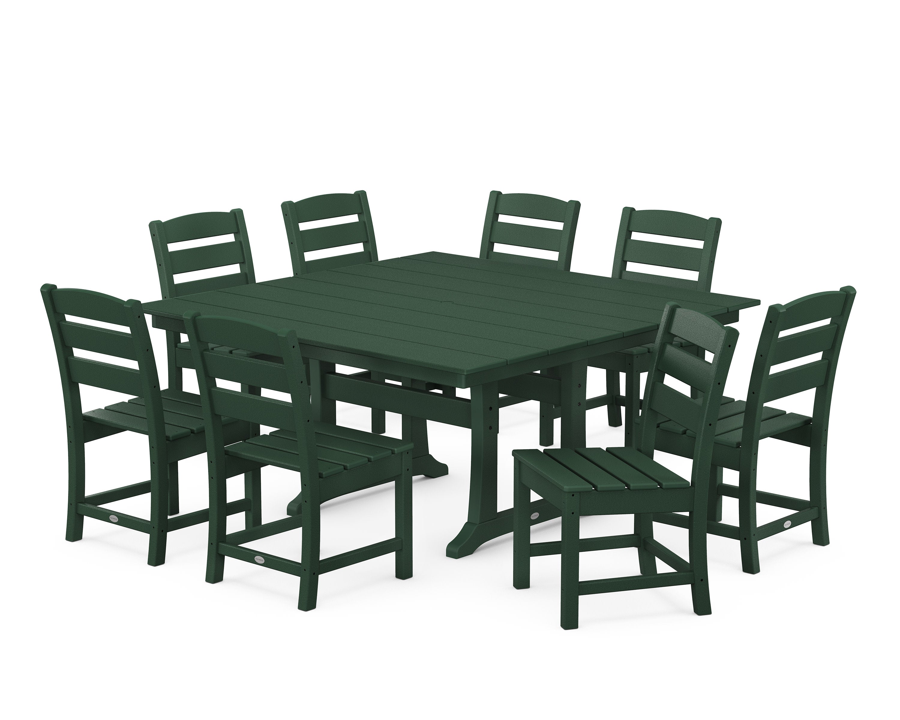 Lakeside 9-Piece Farmhouse Trestle Wooden Dining Set
