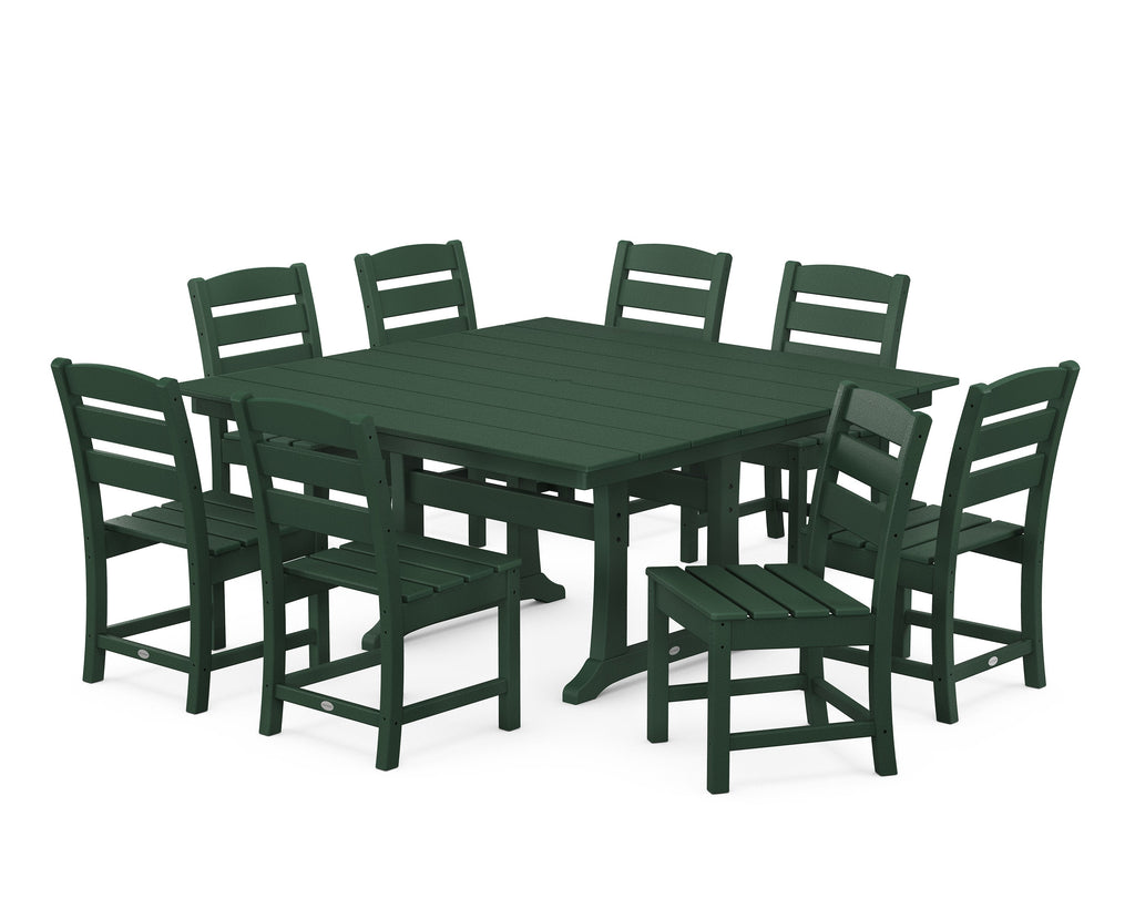 Lakeside 9-Piece Farmhouse Trestle Wooden Dining Set