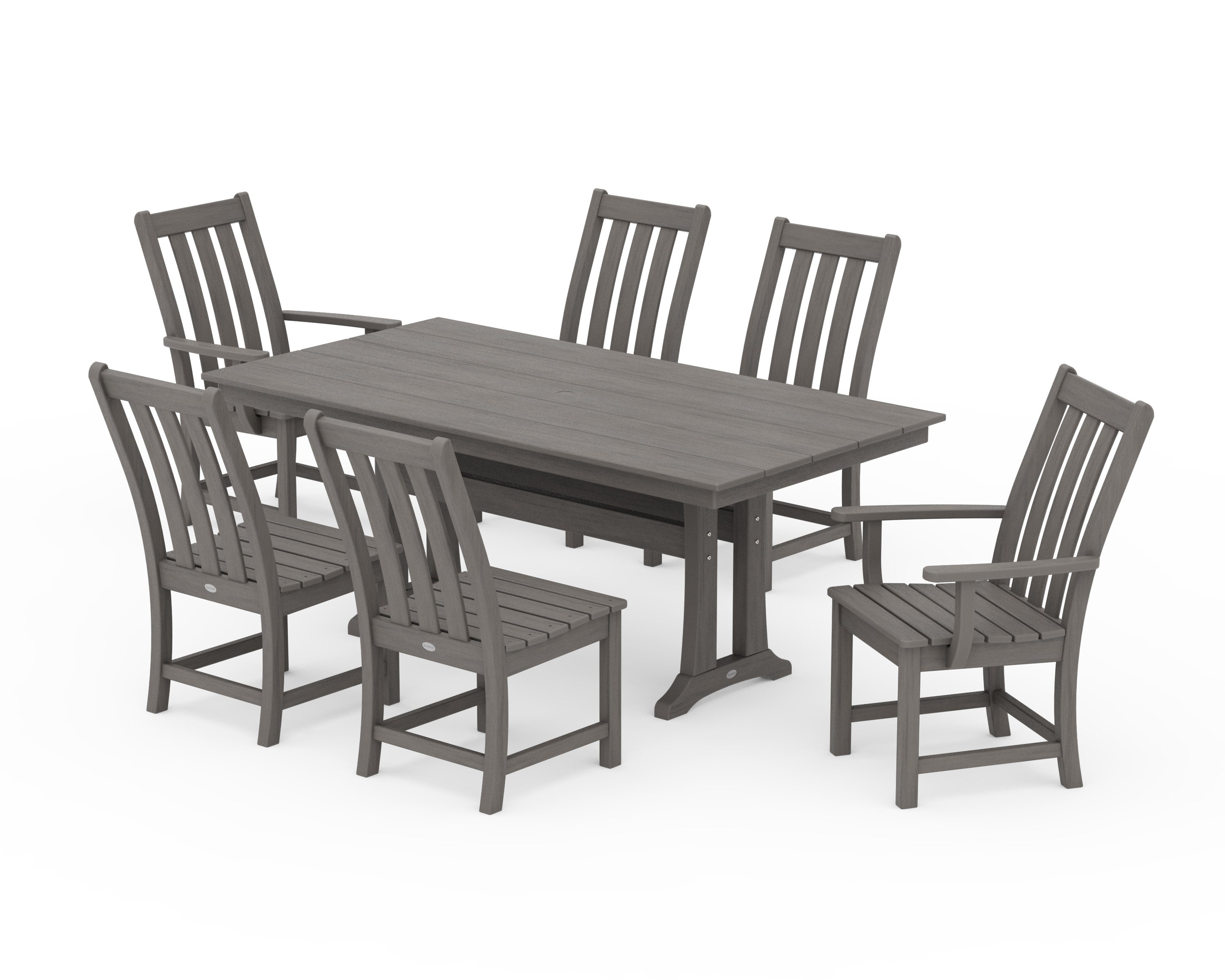 Vineyard 7-Piece Farmhouse Wooden Dining Set with Trestle Legs