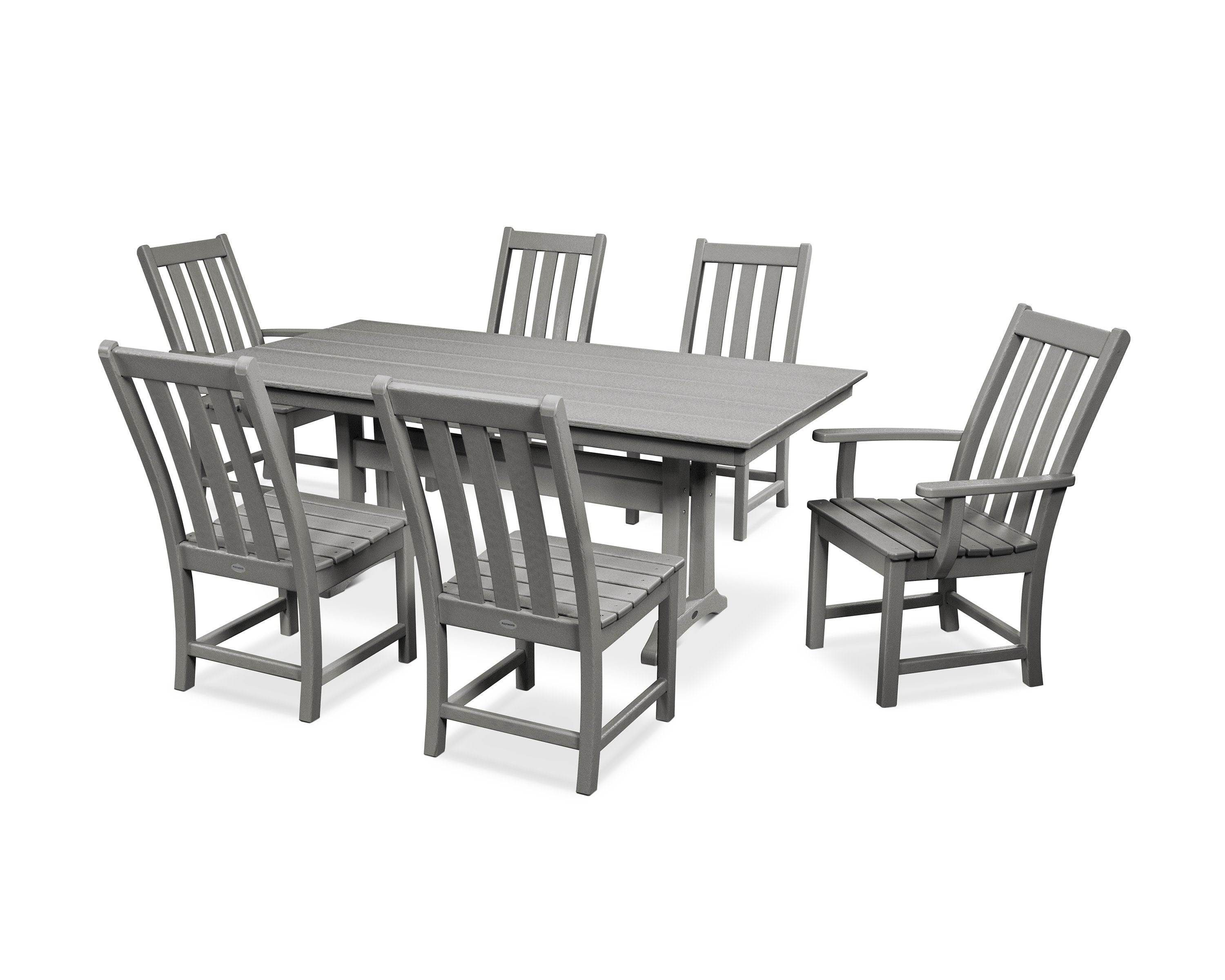 Vineyard 7-Piece Farmhouse Wooden Dining Set with Trestle Legs